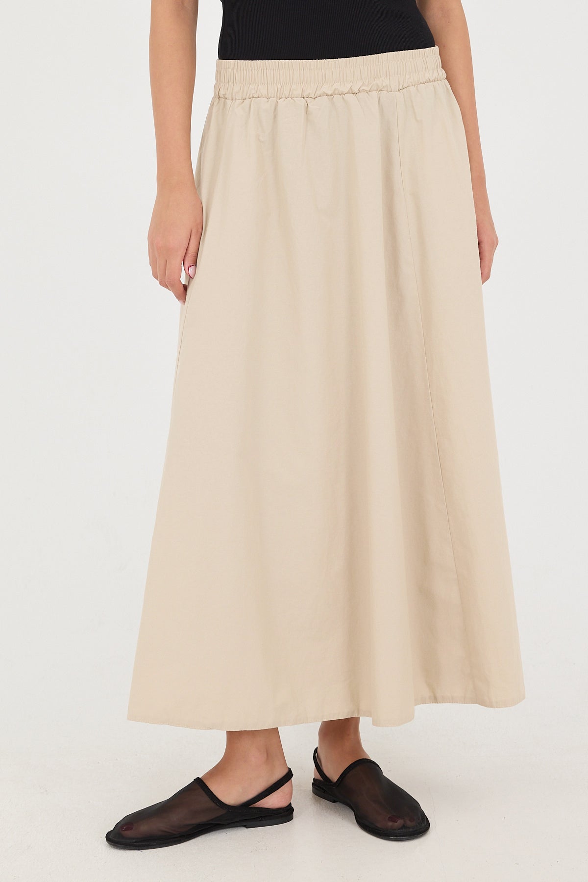 Beige_Elastic-Waist-Long-Skirt-addax