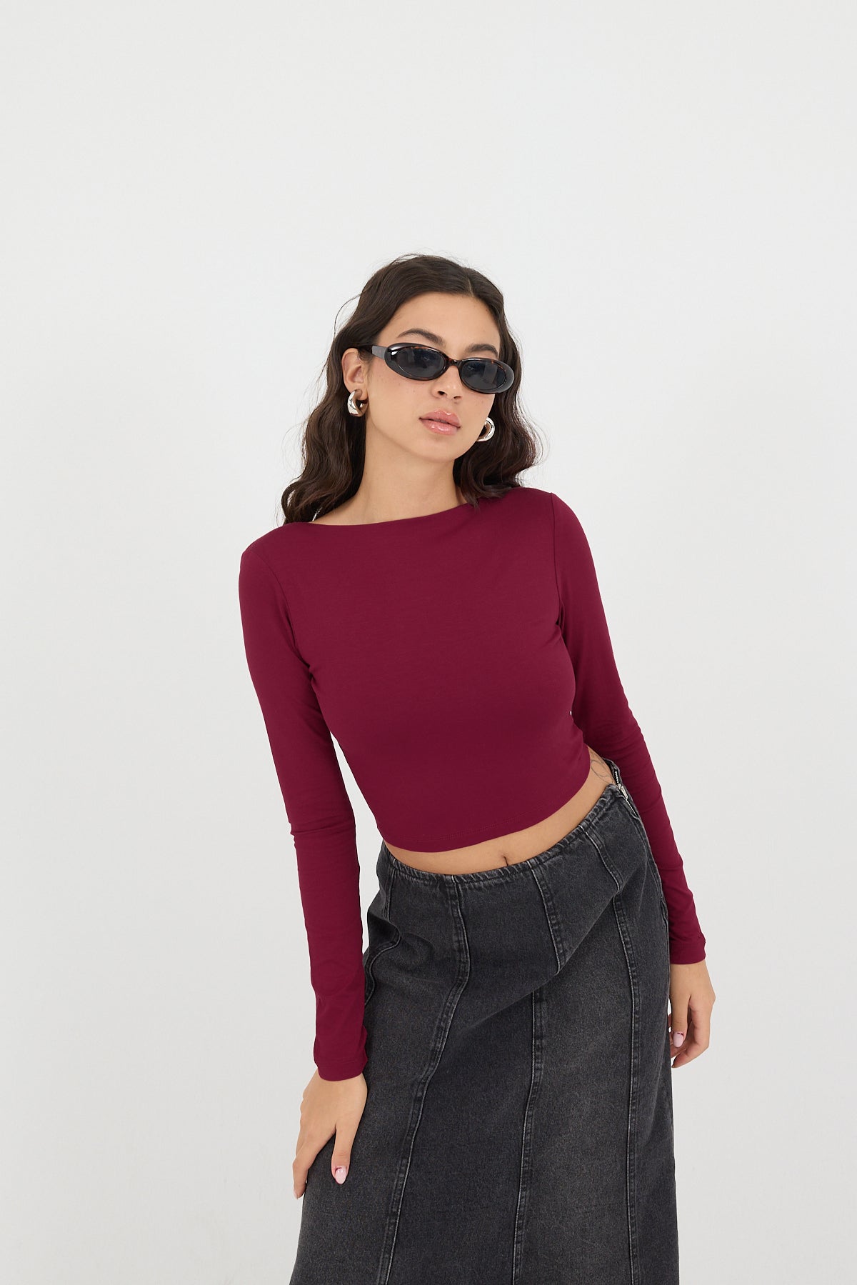 Burgundy_Low-Rise-Long-Sleeve-Crop-Blouse-addax