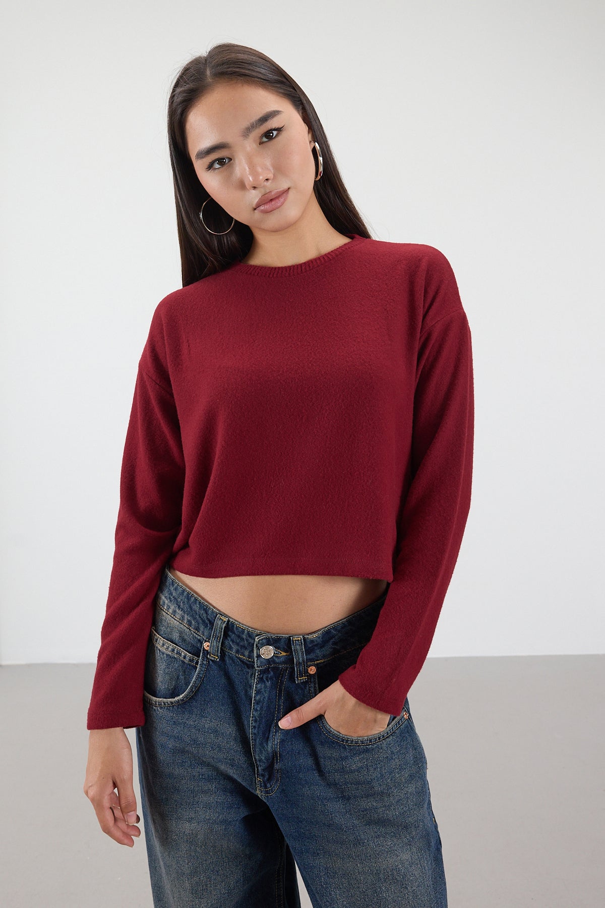 Burgundy_Soft-Touch-Crew-Neck-Top-addax
