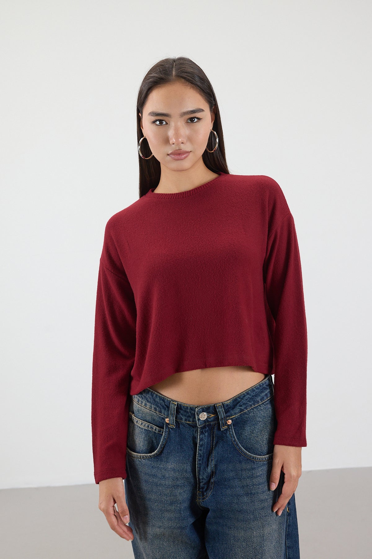 Burgundy_Soft-Touch-Crew-Neck-Top-addax