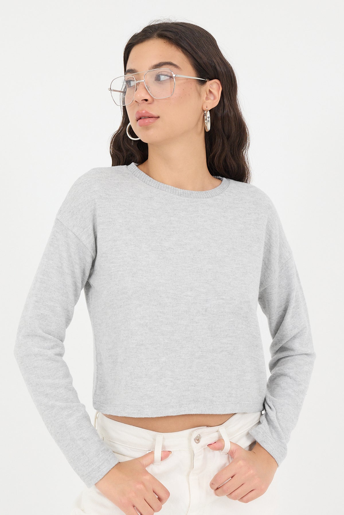 Grey-Melange_Soft-Touch-Crew-Neck-Top-addax