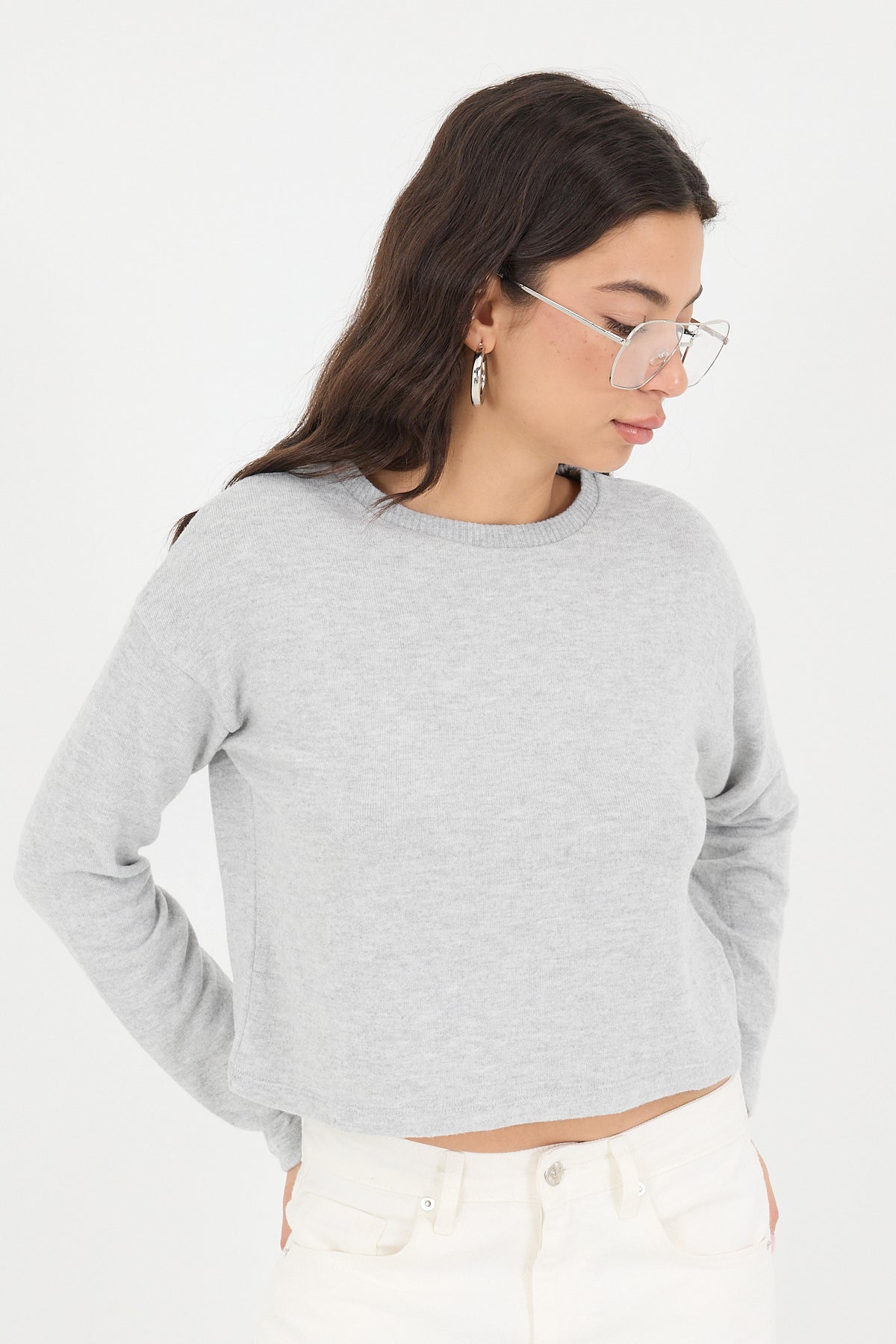 Grey-Melange_Soft-Touch-Crew-Neck-Top-addax