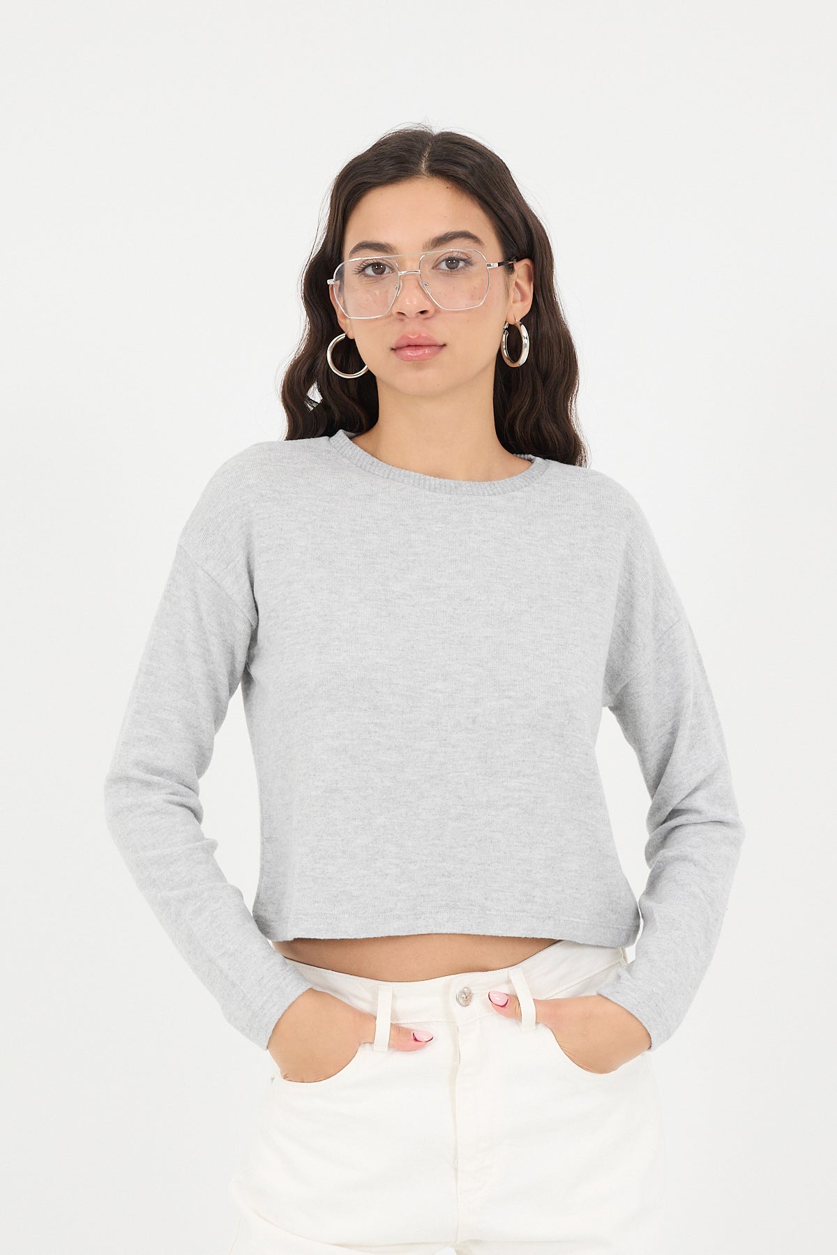 Grey-Melange_Soft-Touch-Crew-Neck-Top-addax