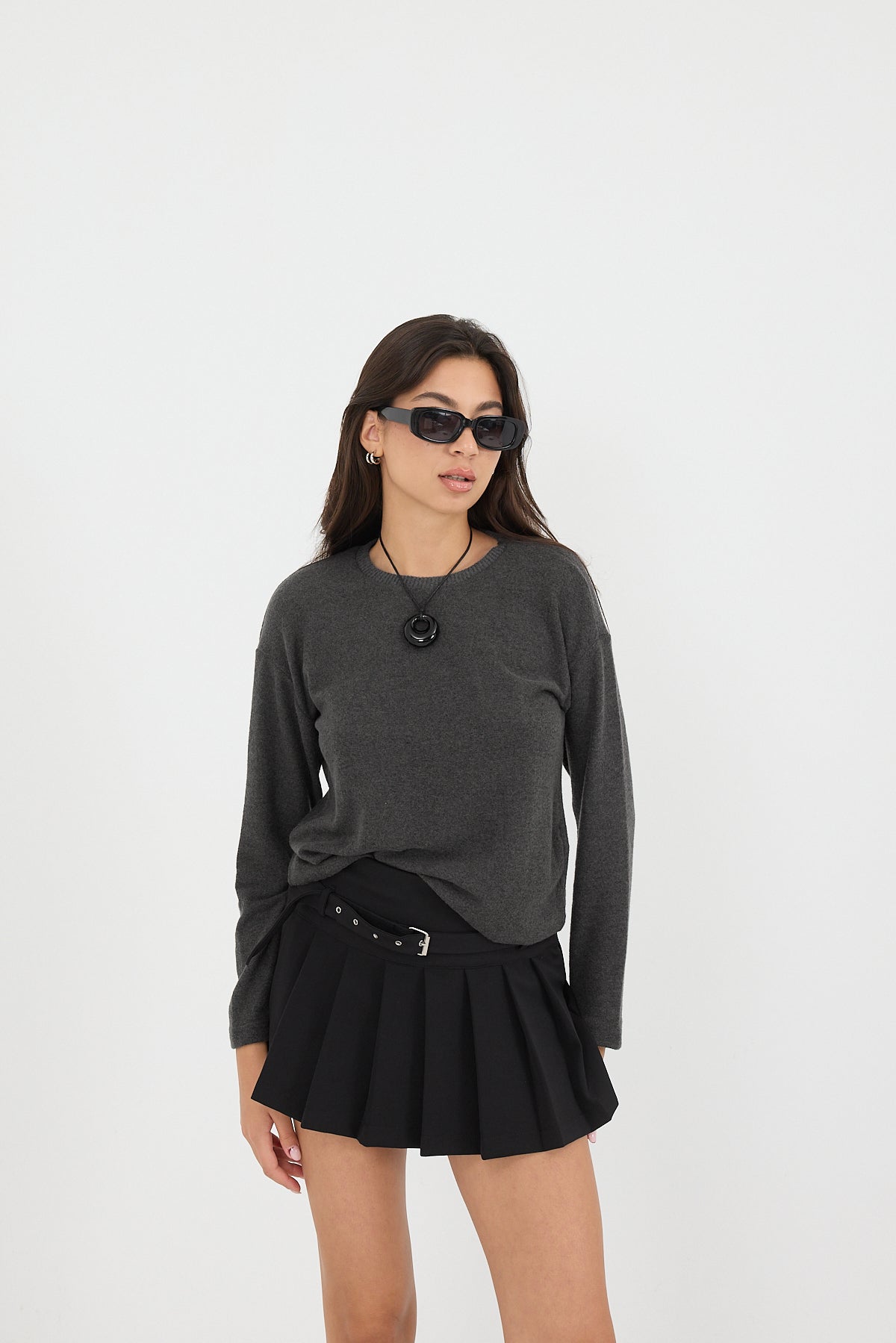 Charcoal-Melange_Soft-Touch-Crew-Neck-Top-addax