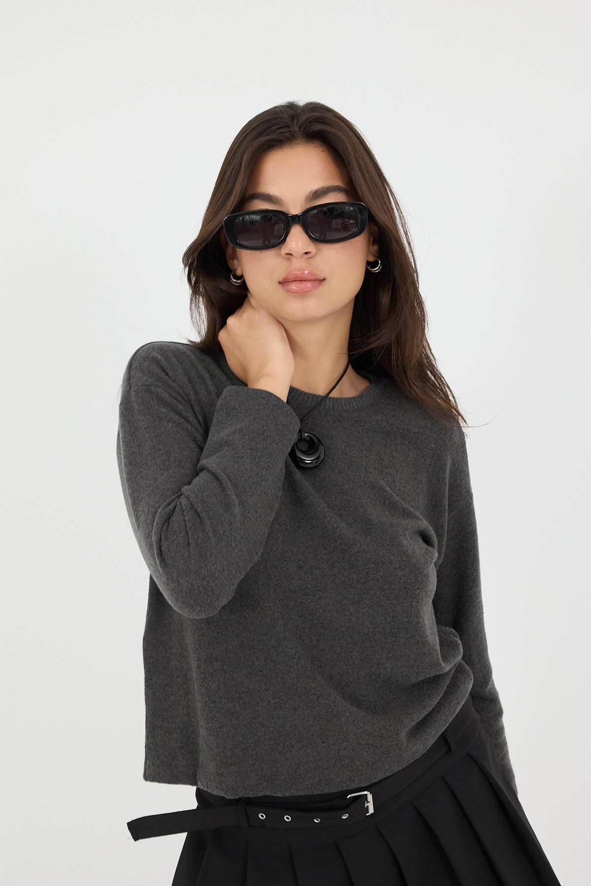Charcoal-Melange_Soft-Touch-Crew-Neck-Top-addax