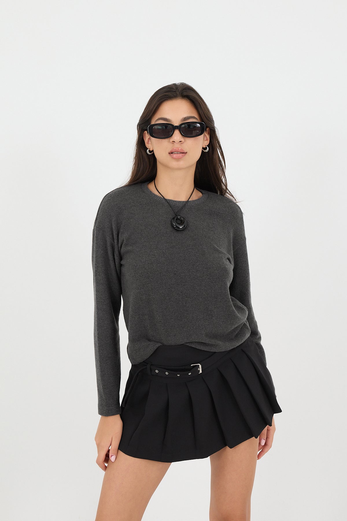 Charcoal-Melange_Soft-Touch-Crew-Neck-Top-addax