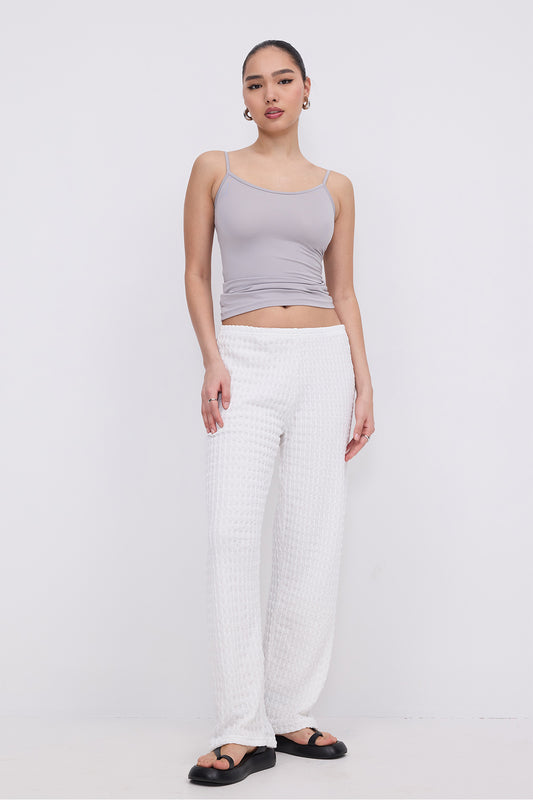 White_Textured-Elastic-Waist-Wide-Leg-Pants-addax
