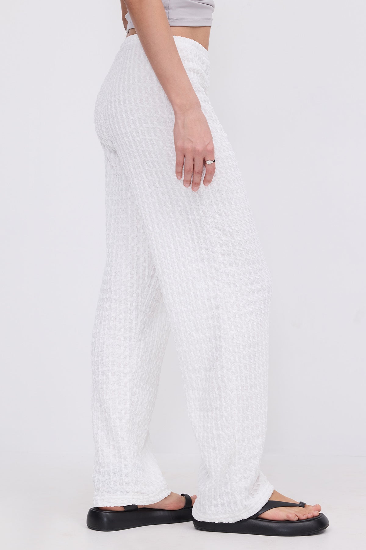 White_Textured-Elastic-Waist-Wide-Leg-Pants-addax