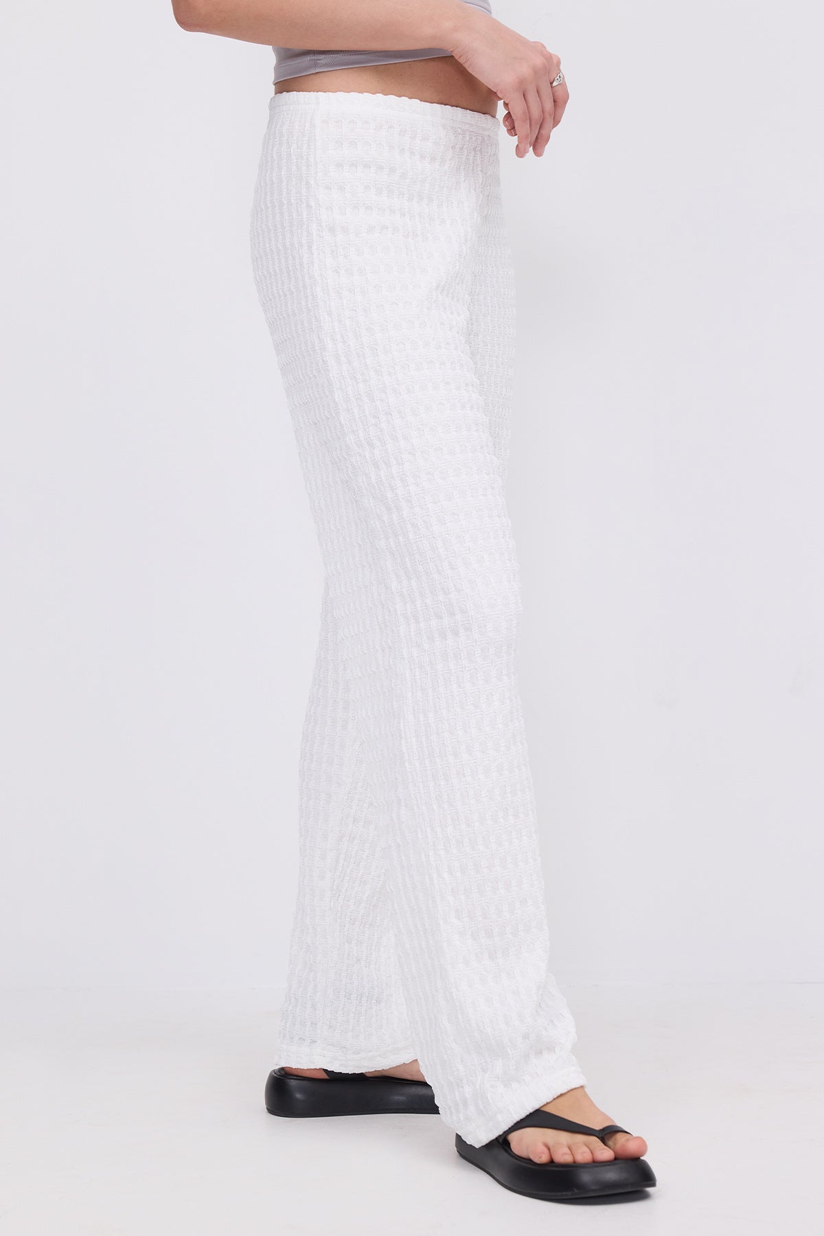 White_Textured-Elastic-Waist-Wide-Leg-Pants-addax