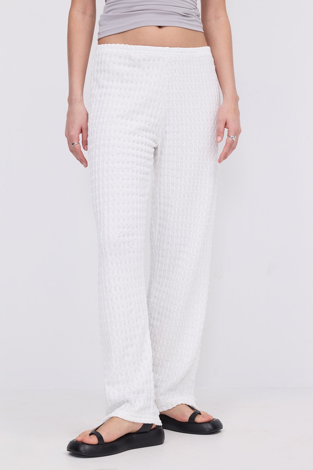 White_Textured-Elastic-Waist-Wide-Leg-Pants-addax
