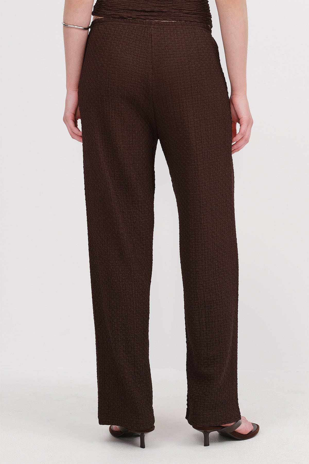 Brown_Textured-Elastic-Waist-Wide-Leg-Pants-addax