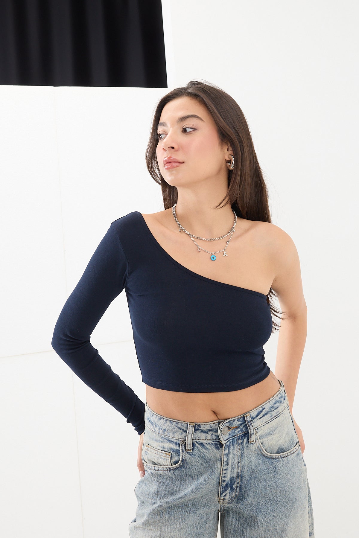 Night-Blue_One-Shoulder-Long-Sleeve-Crop-Blouse-addax