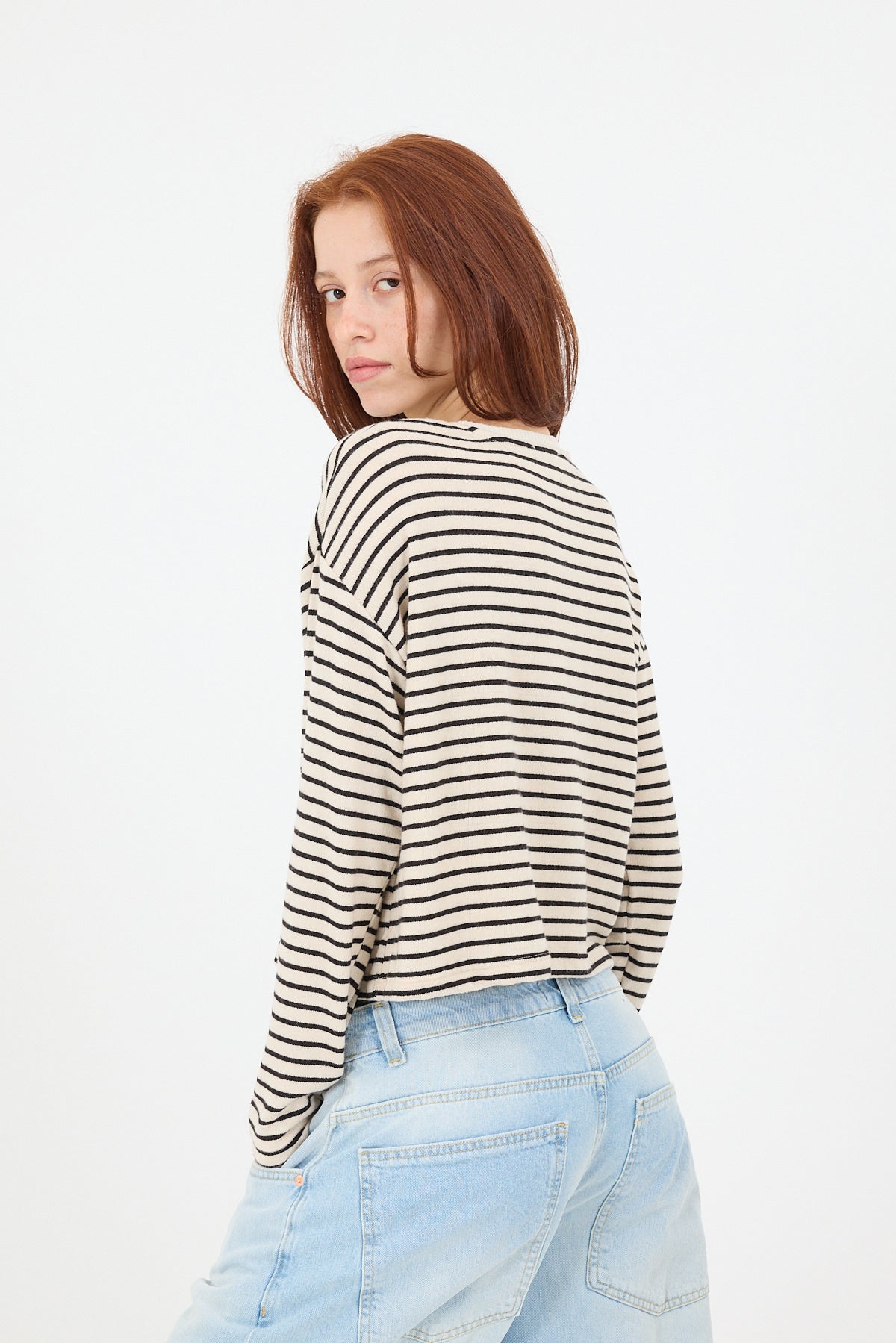 Ecru---Black_Crew-Neck-Long-Sleeve-Striped-Blouse-addax