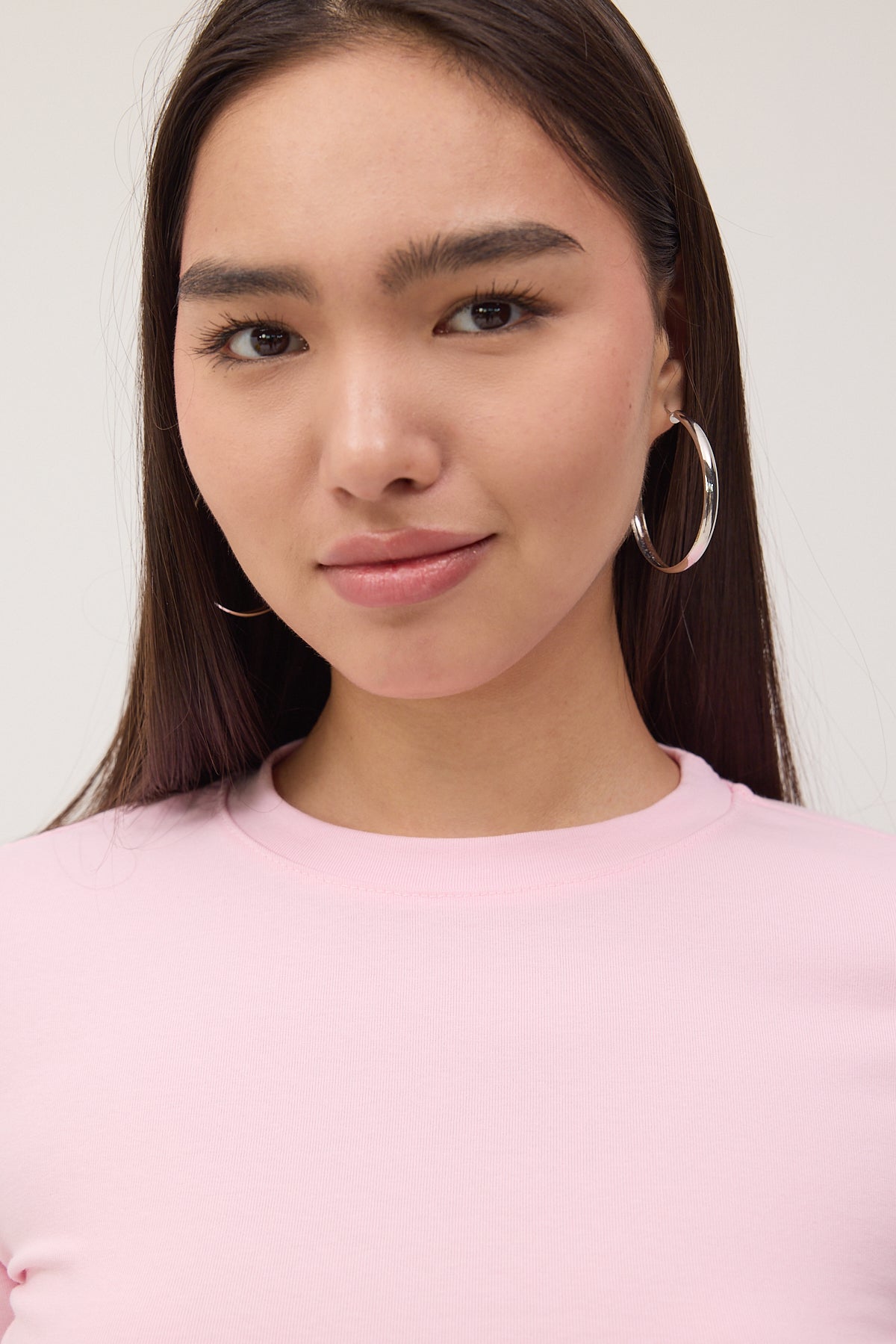 Pink_Crew-Neck-Basic-Blouse-with-Gathered-Sides-addax