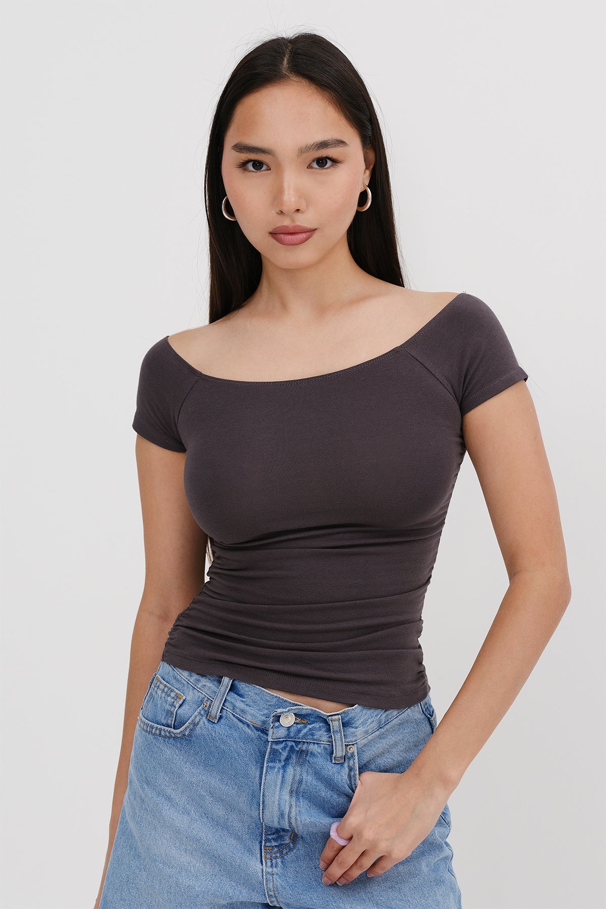 Soft-Brown_Boat-Neck-T-shirt-addax