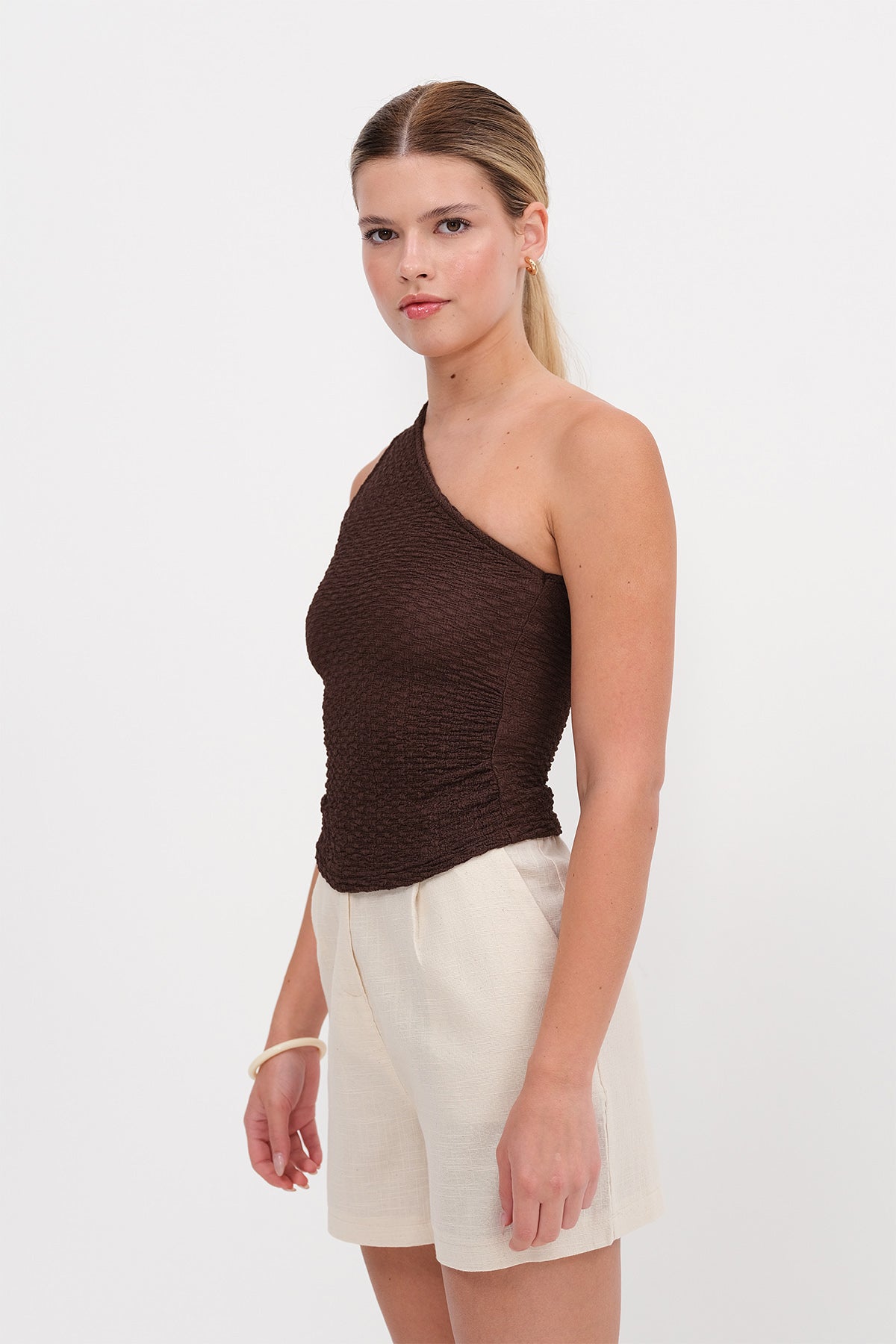 Bitter-Coffee_One-Shoulder-Textured-Blouse-addax