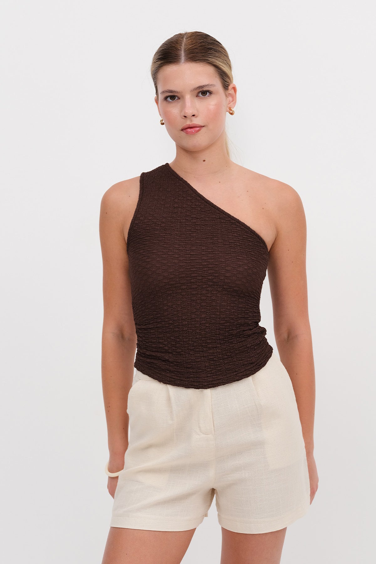 Bitter-Coffee_One-Shoulder-Textured-Blouse-addax