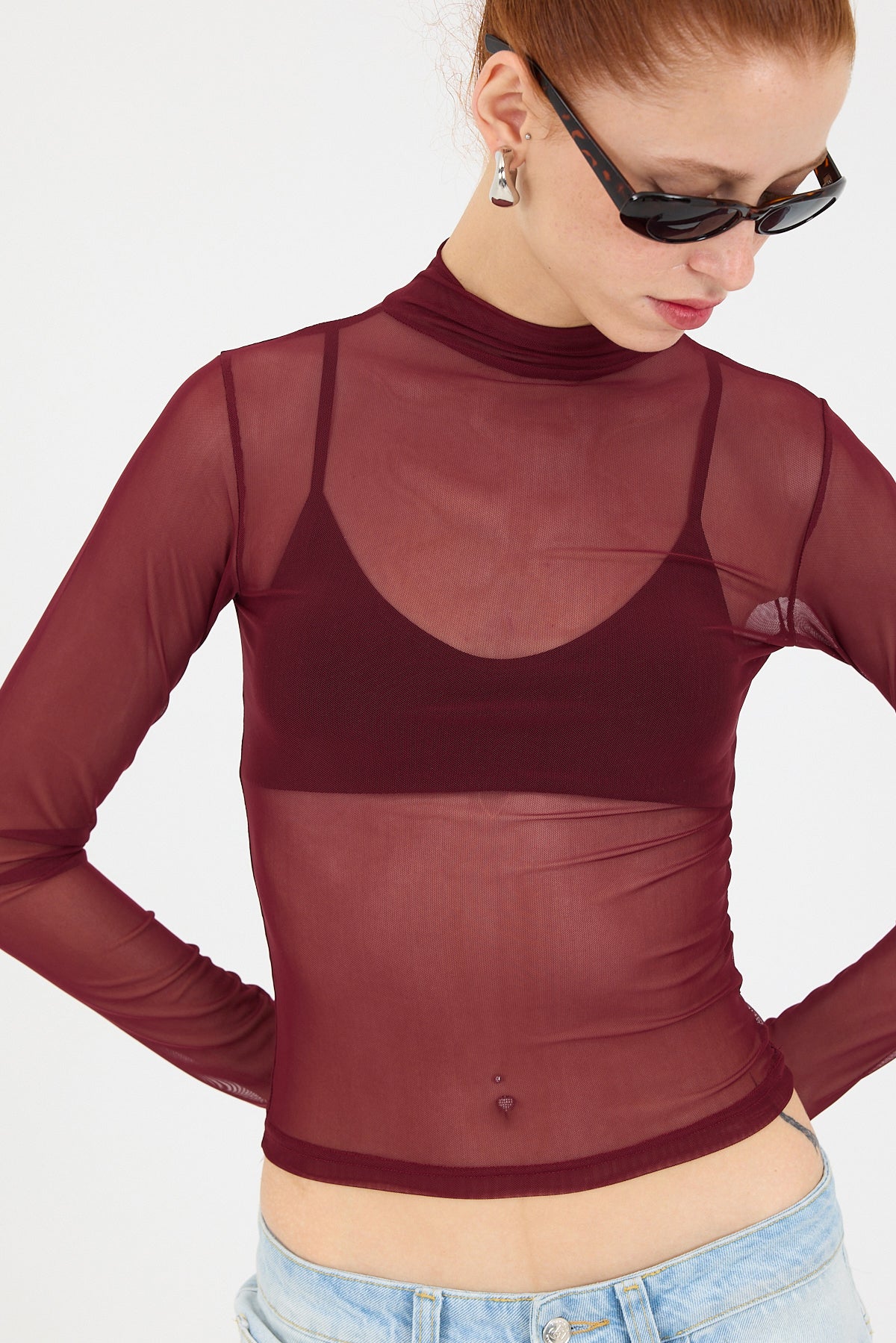 Burgundy_Turtleneck-Sheer-Blouse-addax