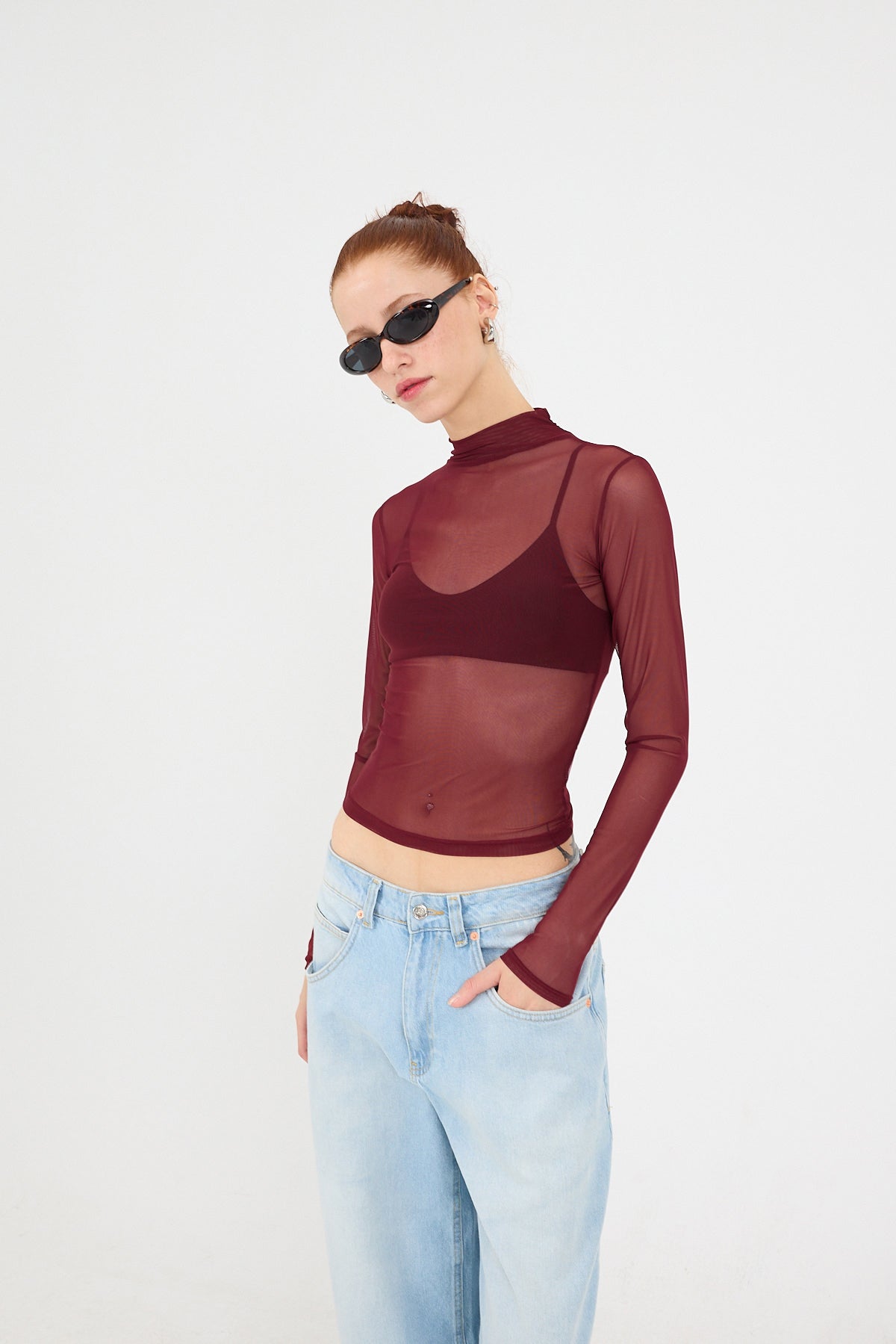 Burgundy_Turtleneck-Sheer-Blouse-addax