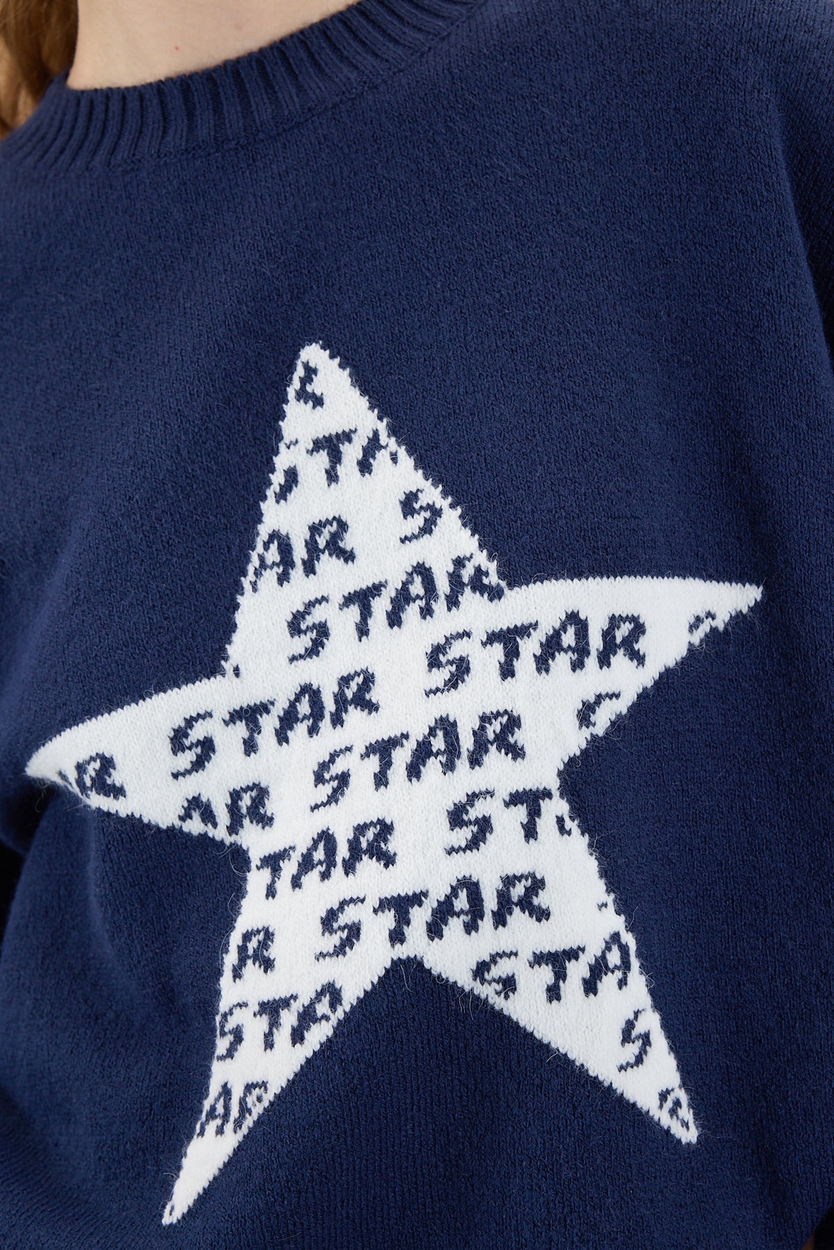 Night-Blue_Crew-Neck-Star-Patterned-Knitwear-Sweater-addax