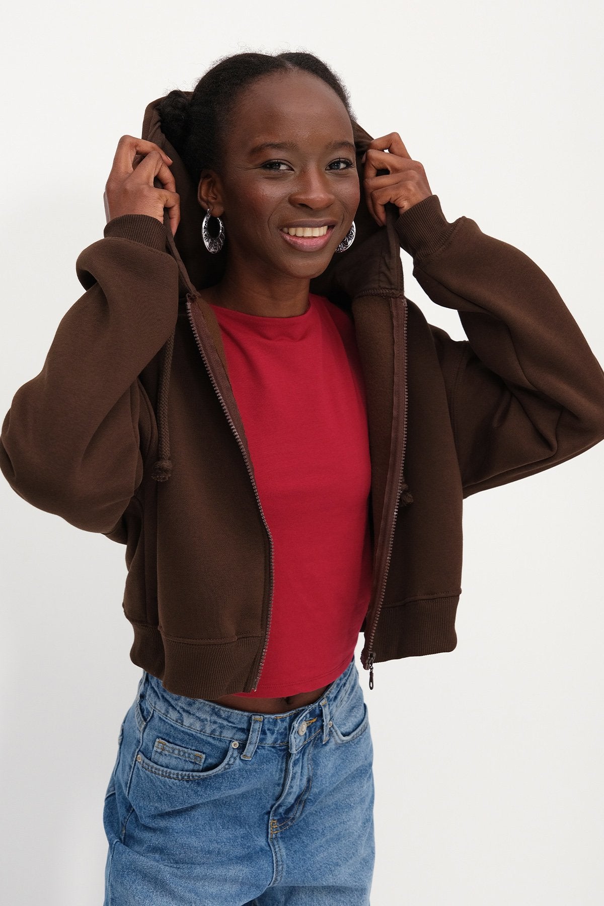 Dark-Brown_Raised-Zipper-Sweatshirt-addax