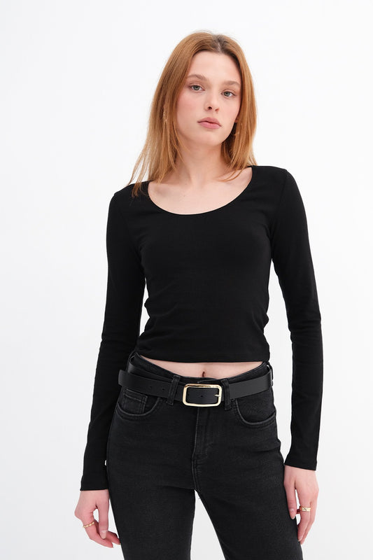 Black_U-Neck-Long-Sleeve-Basic-Blouse-addax