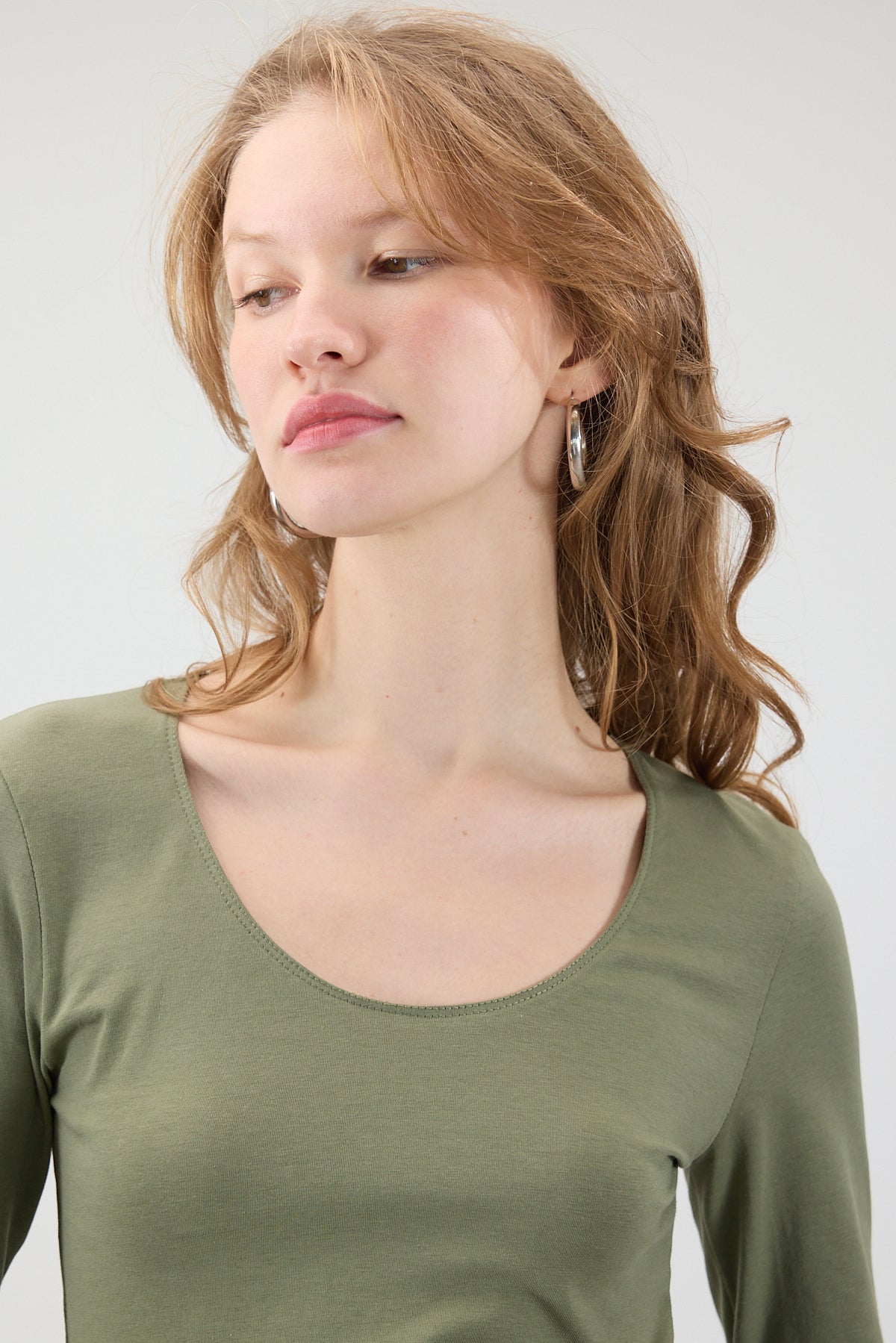 Oil-Green_U-Neck-Long-Sleeve-Basic-Blouse-addax