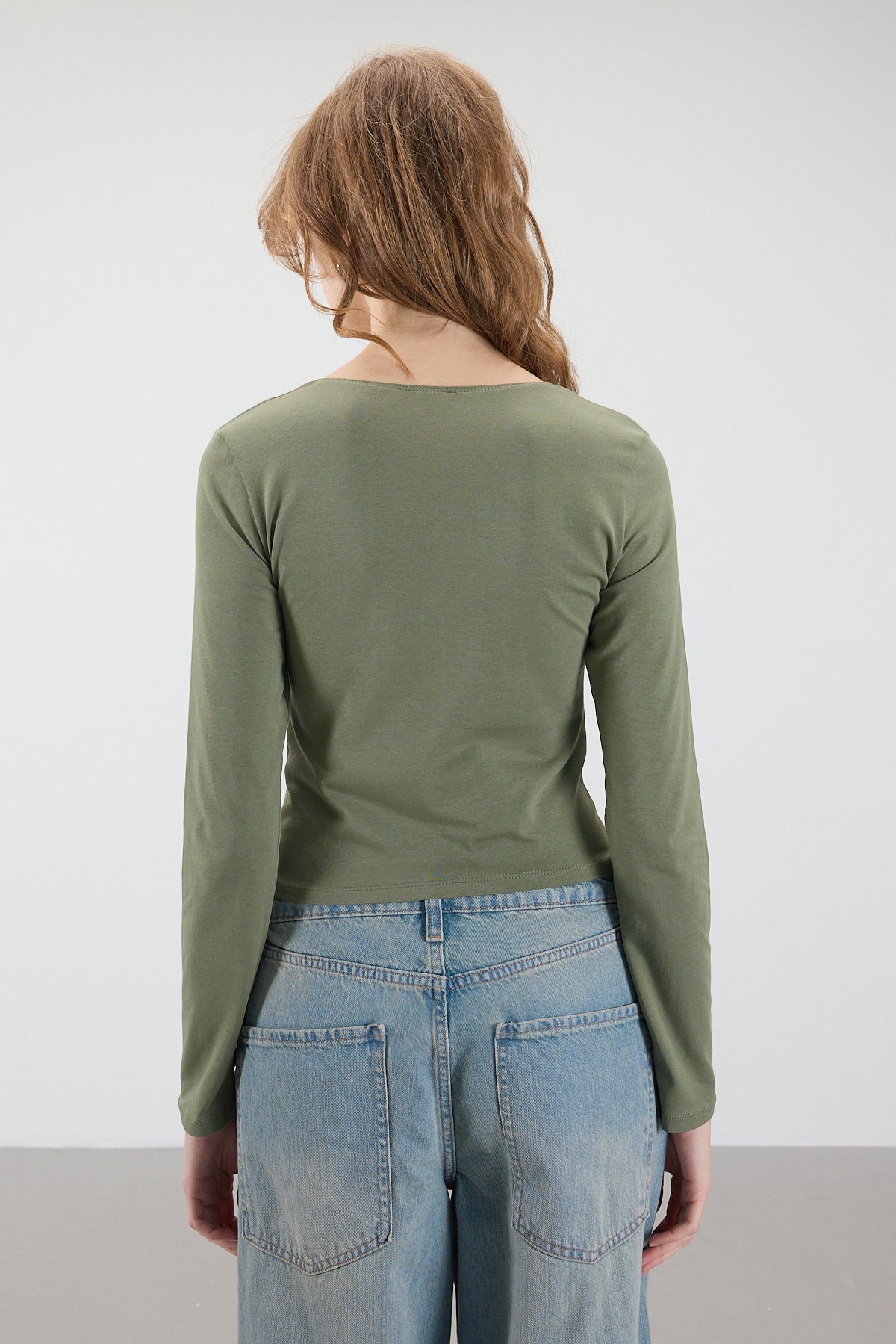 Oil-Green_U-Neck-Long-Sleeve-Basic-Blouse-addax
