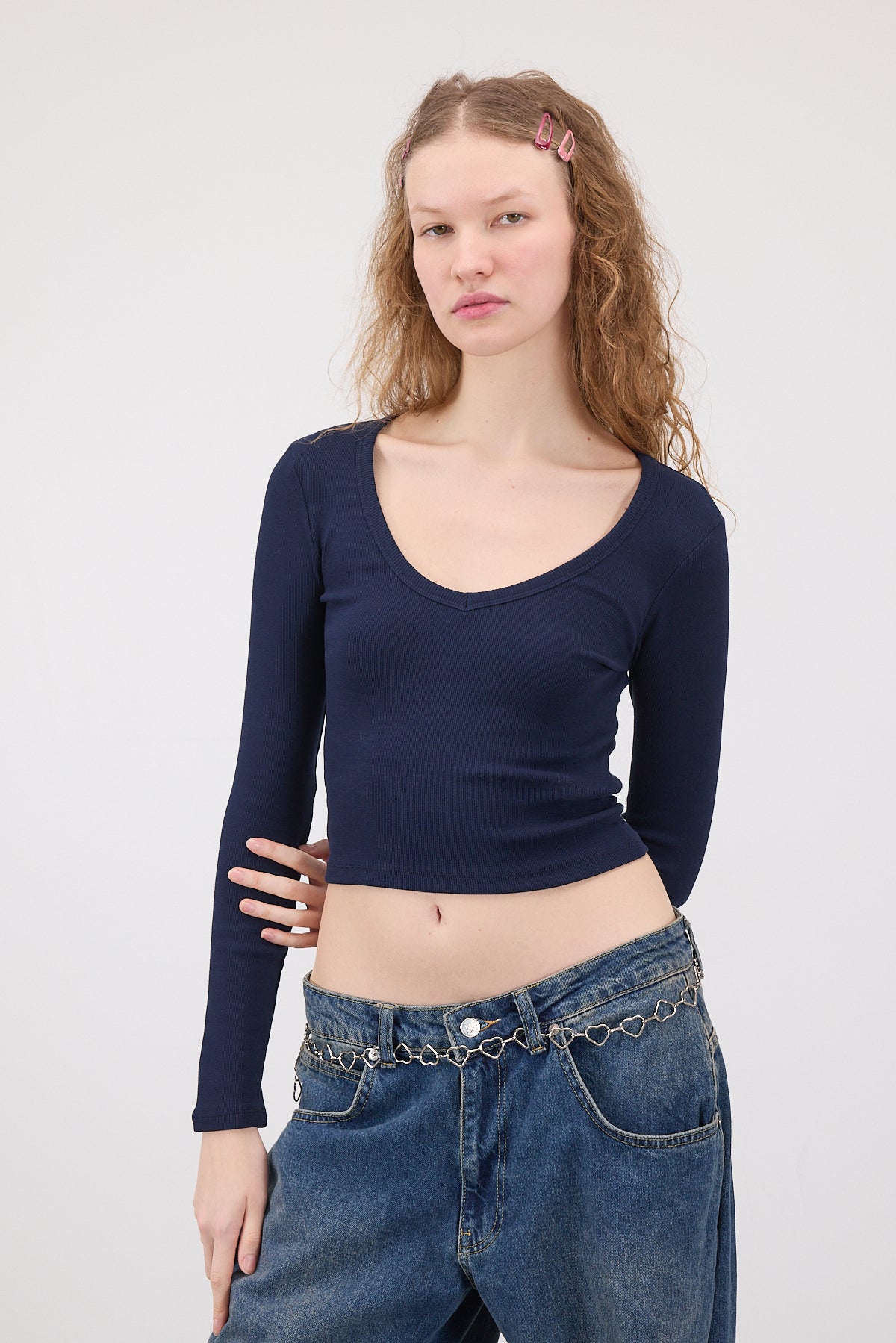 Night-Blue_V-Neck-Long-Sleeve-Crop-Top-addax