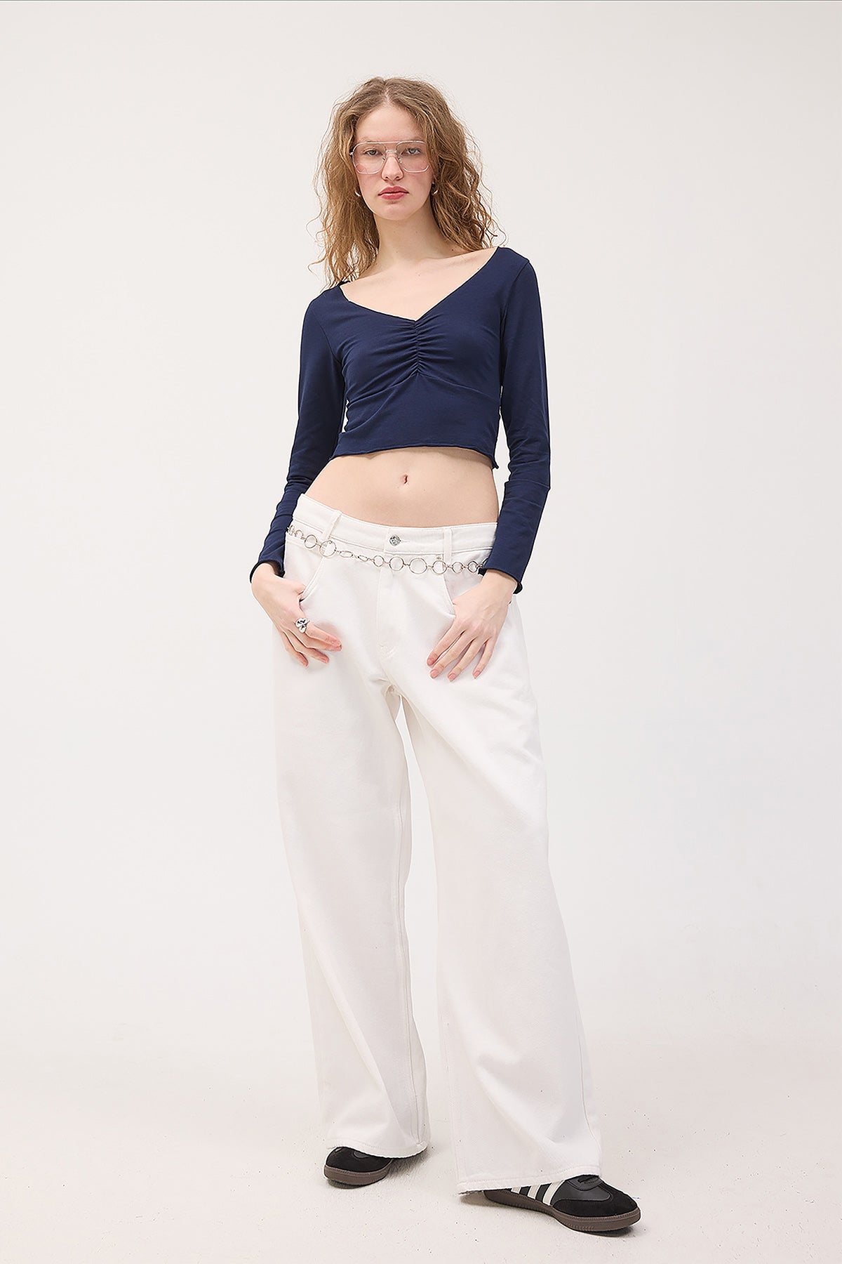 Night-Blue_Front-Pleated-Long-Sleeve-Blouse-addax