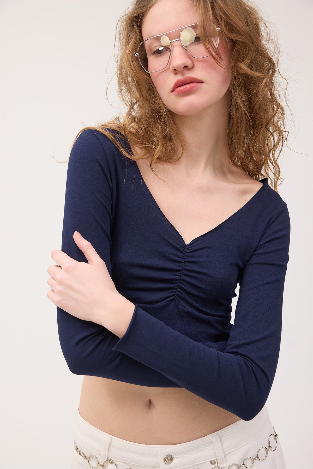 Night-Blue_Front-Pleated-Long-Sleeve-Blouse-addax