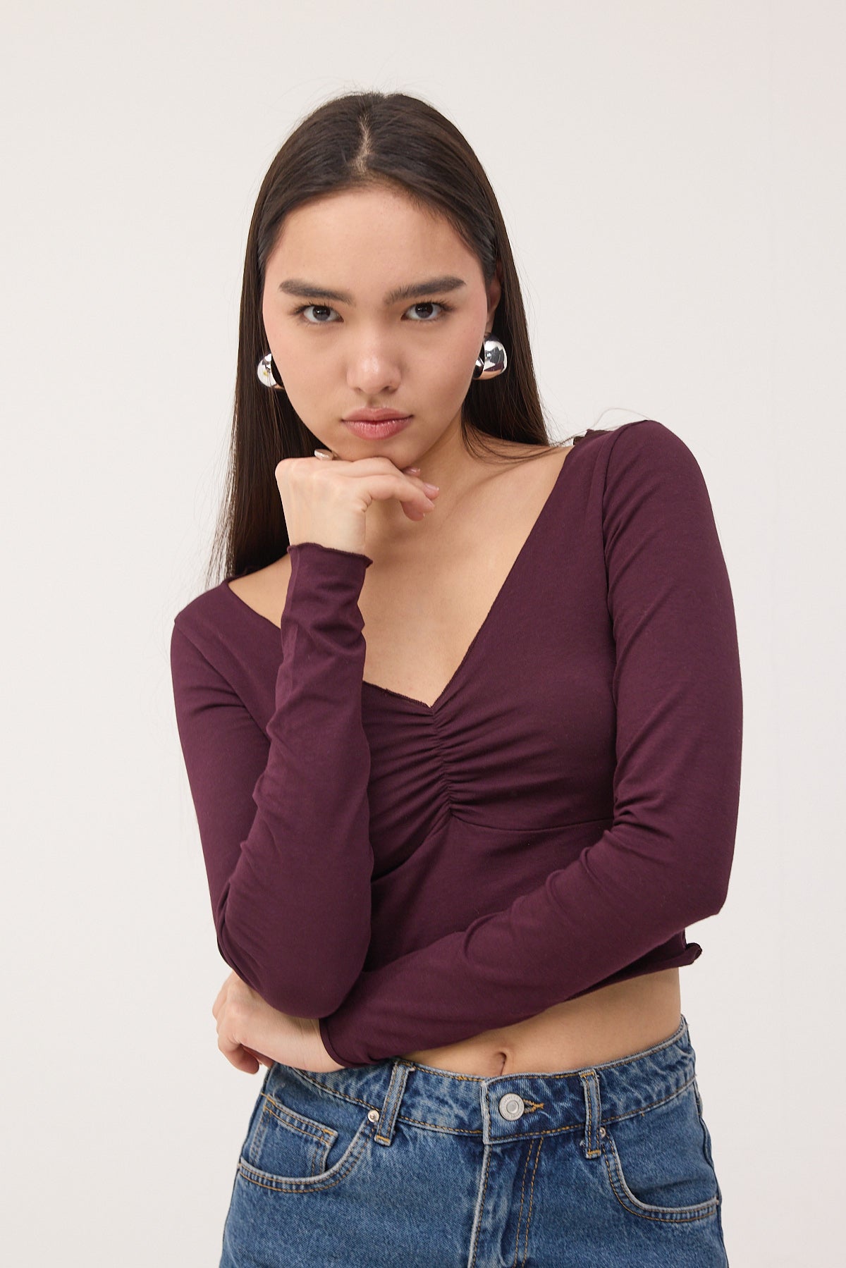 Gardenia_Front-Pleated-Long-Sleeve-Blouse-addax