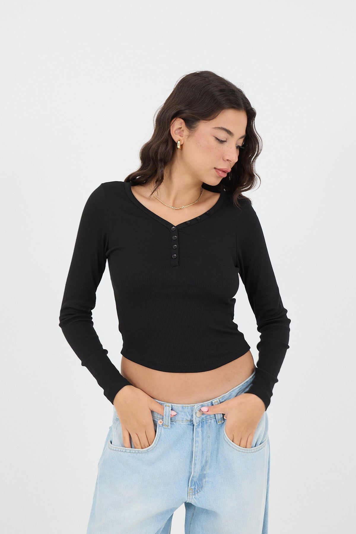 Black_Button-Neck-Long-Sleeve-Modal-Top-addax