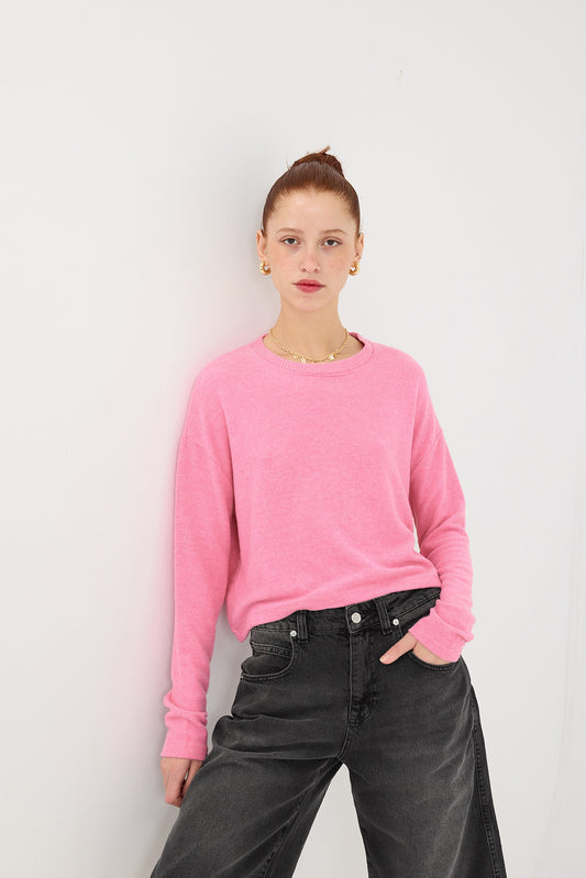 Pink_Soft-Textured-Crew-Neck-Knit-Sweater-addax