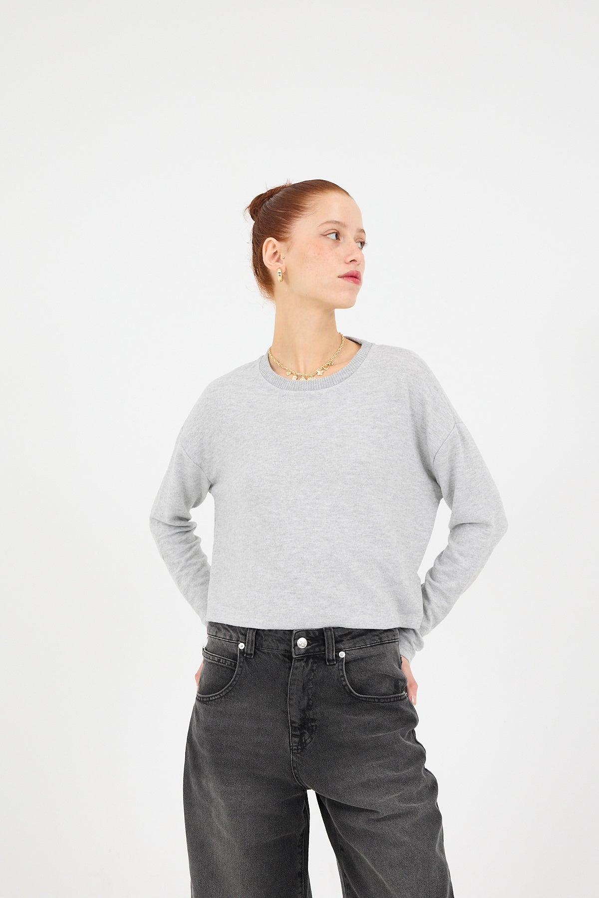 Grey-Melange_Soft-Textured-Crew-Neck-Knit-Sweater-addax