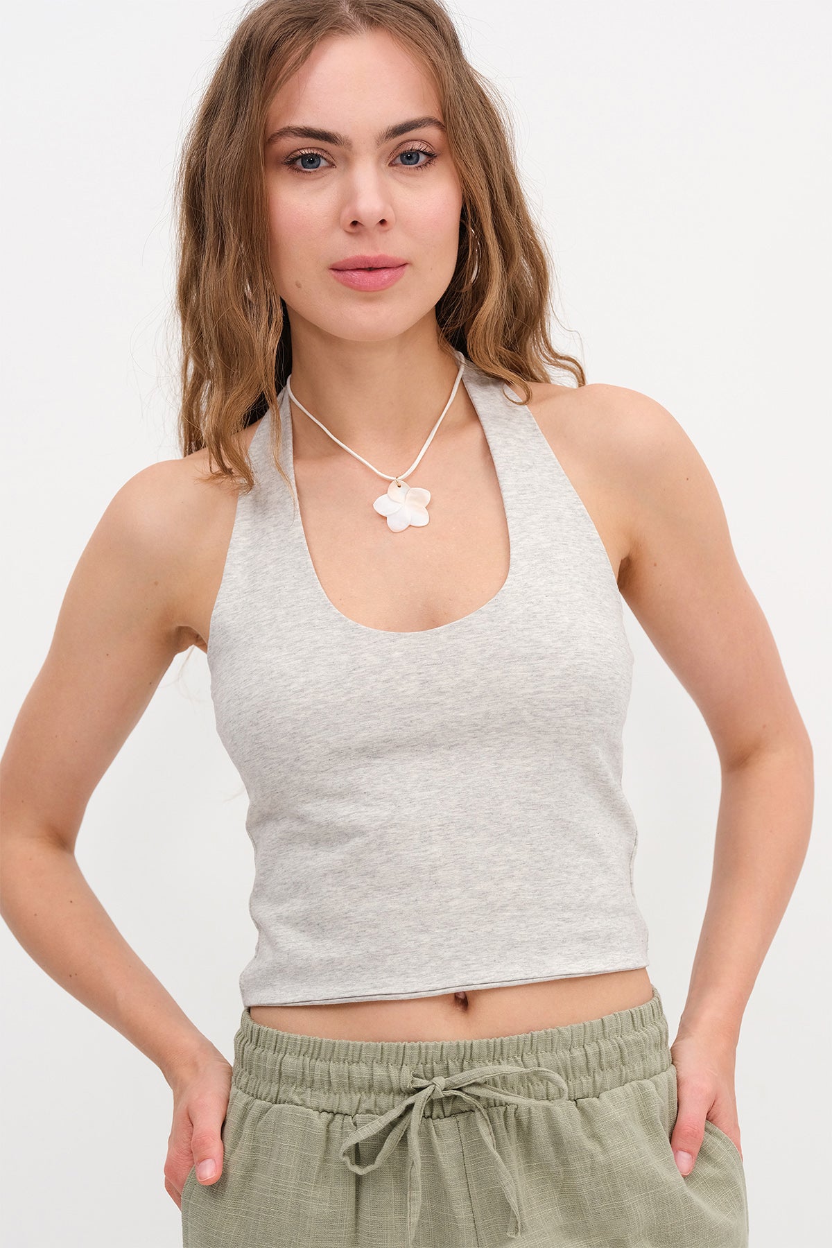 Snow-Melange_Neck-Blouse-addax