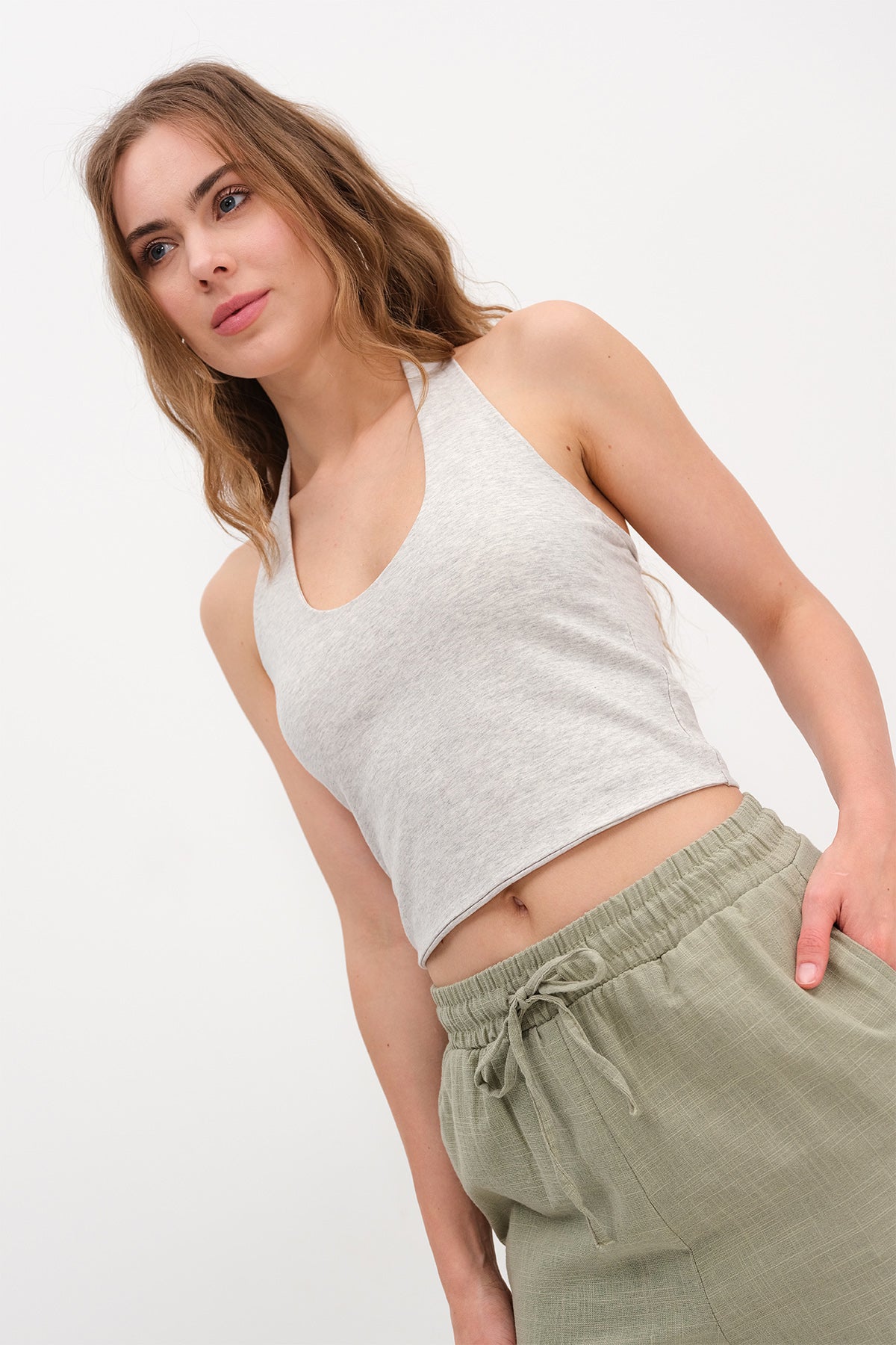 Snow-Melange_Neck-Blouse-addax