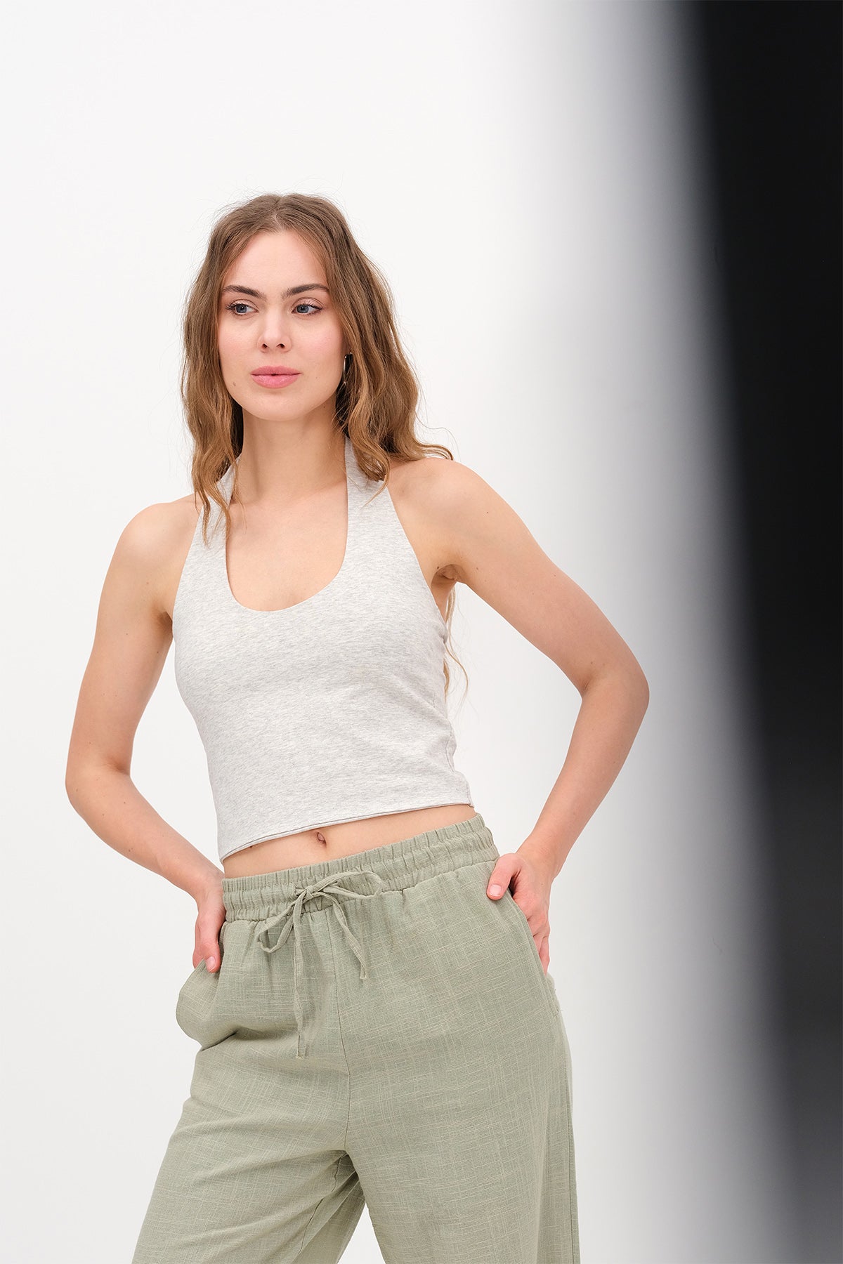 Snow-Melange_Neck-Blouse-addax