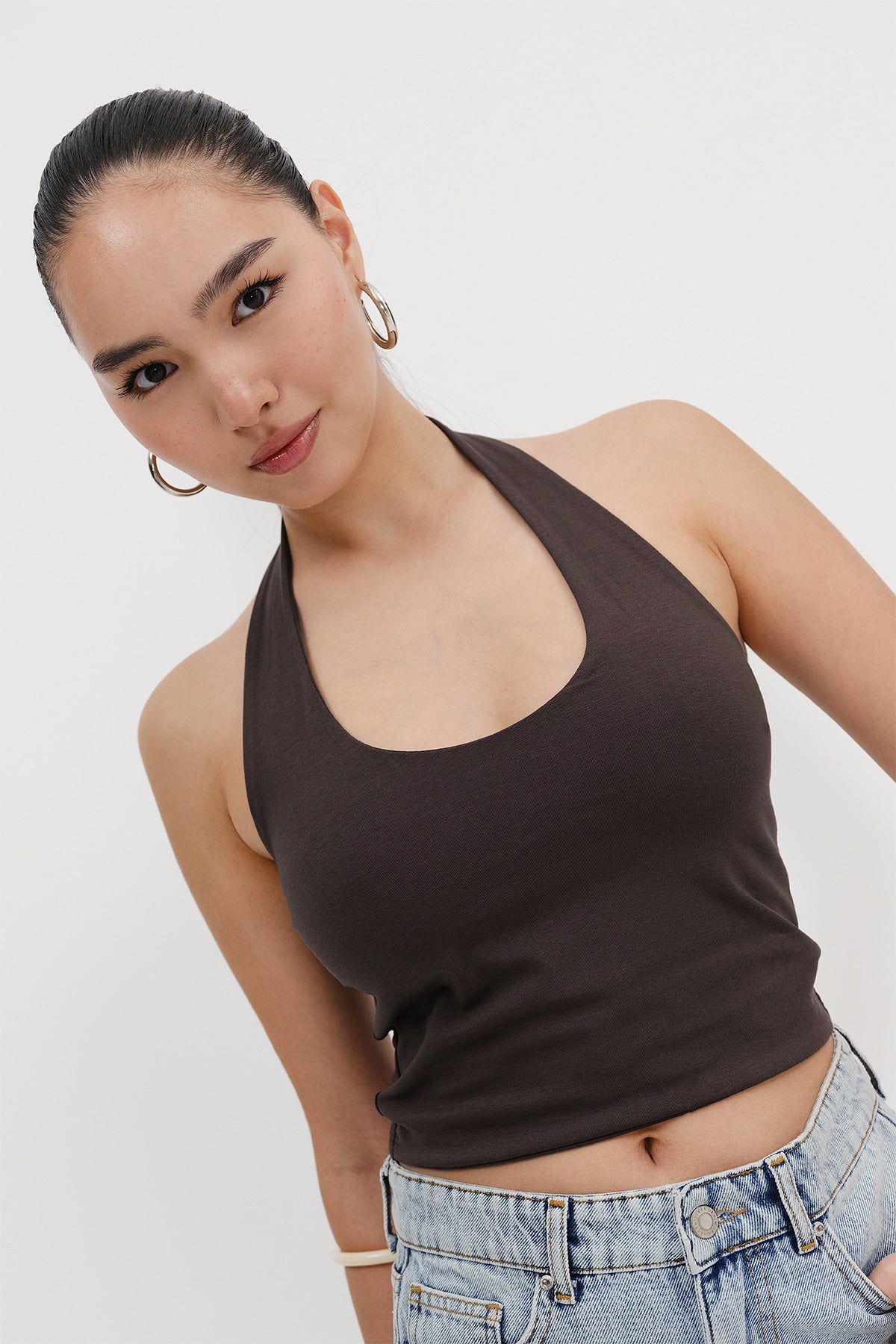 Soft-Brown_Neck-Blouse-addax