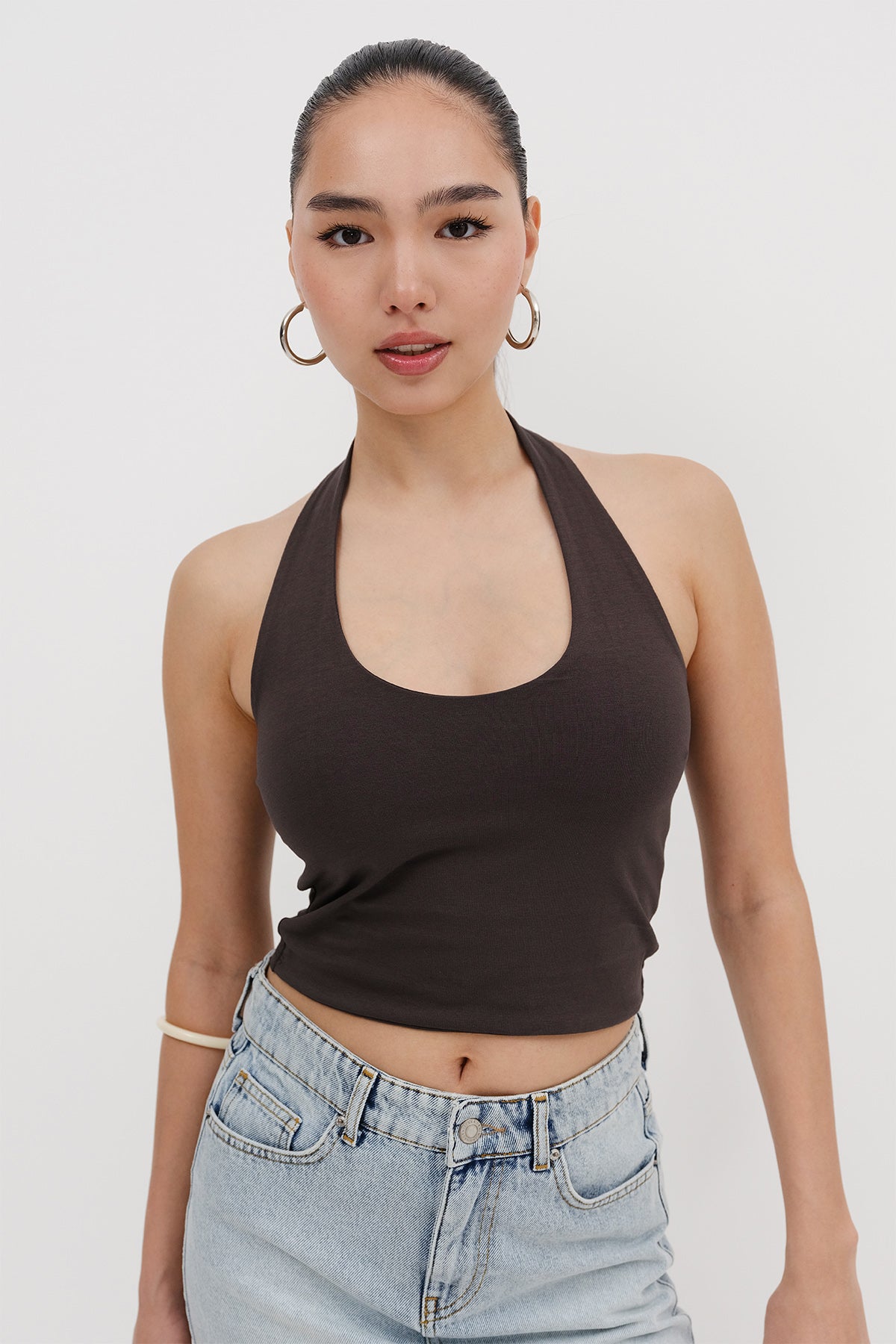 Soft-Brown_Neck-Blouse-addax