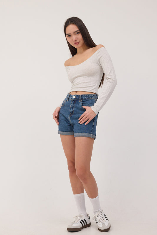 Snow-Melange_Long-Sleeve-Crop-Blouse-addax