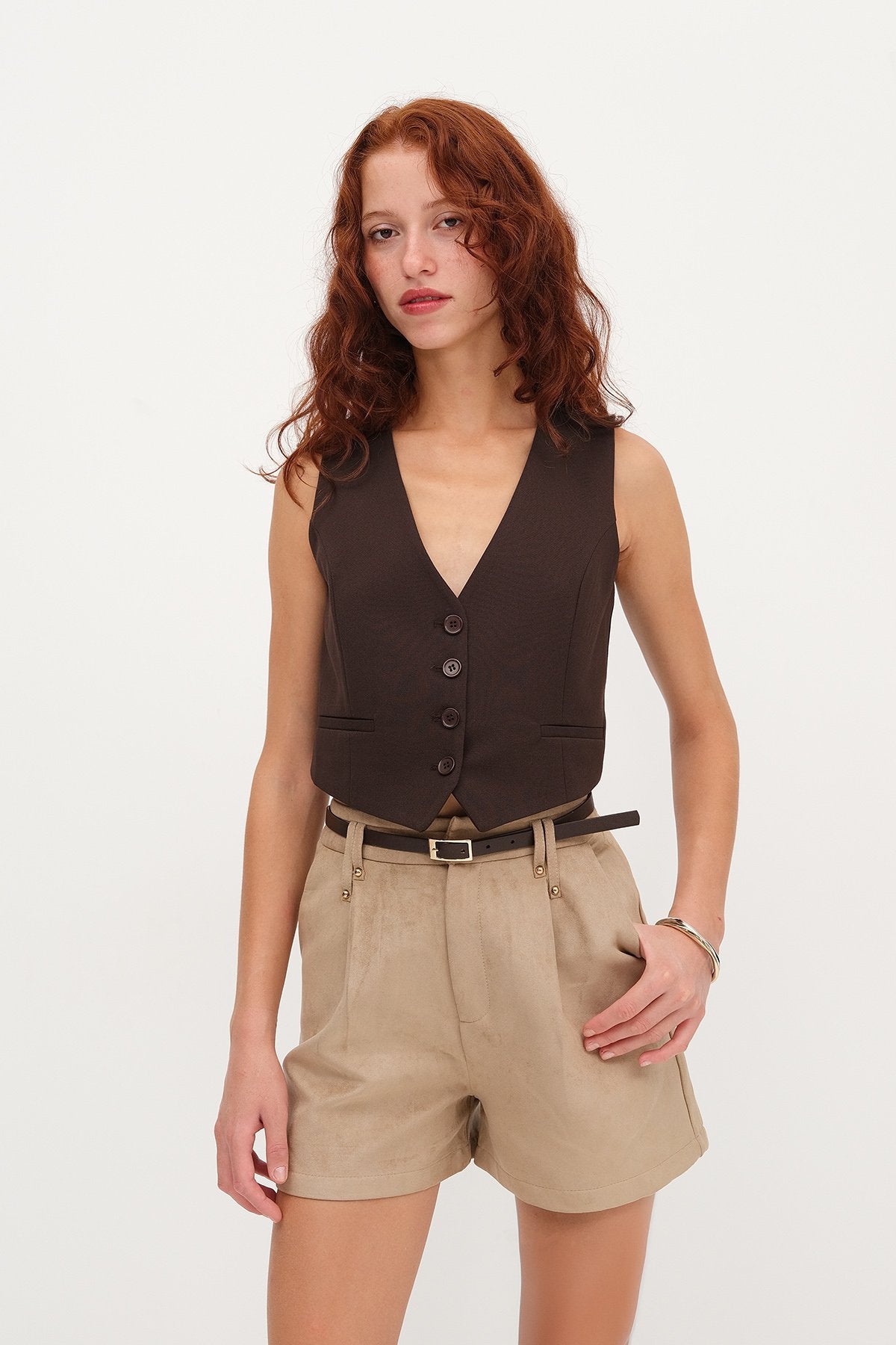 Buttoned Vest with Pocket Details