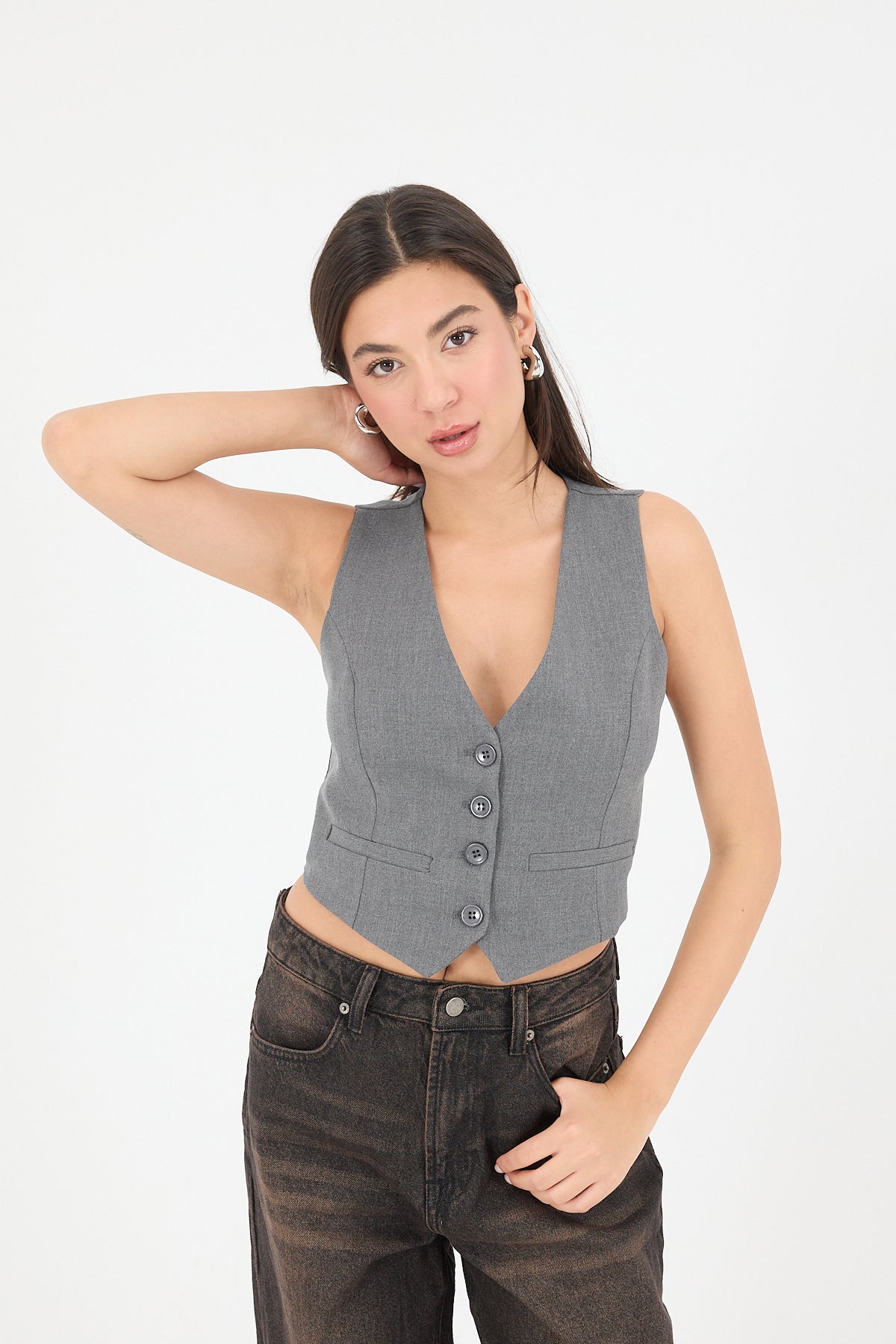 Grey_Buttoned-Vest-with-Pocket-Details-addax
