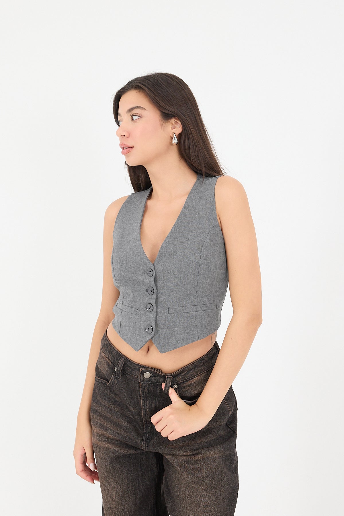 Grey_Buttoned-Vest-with-Pocket-Details-addax
