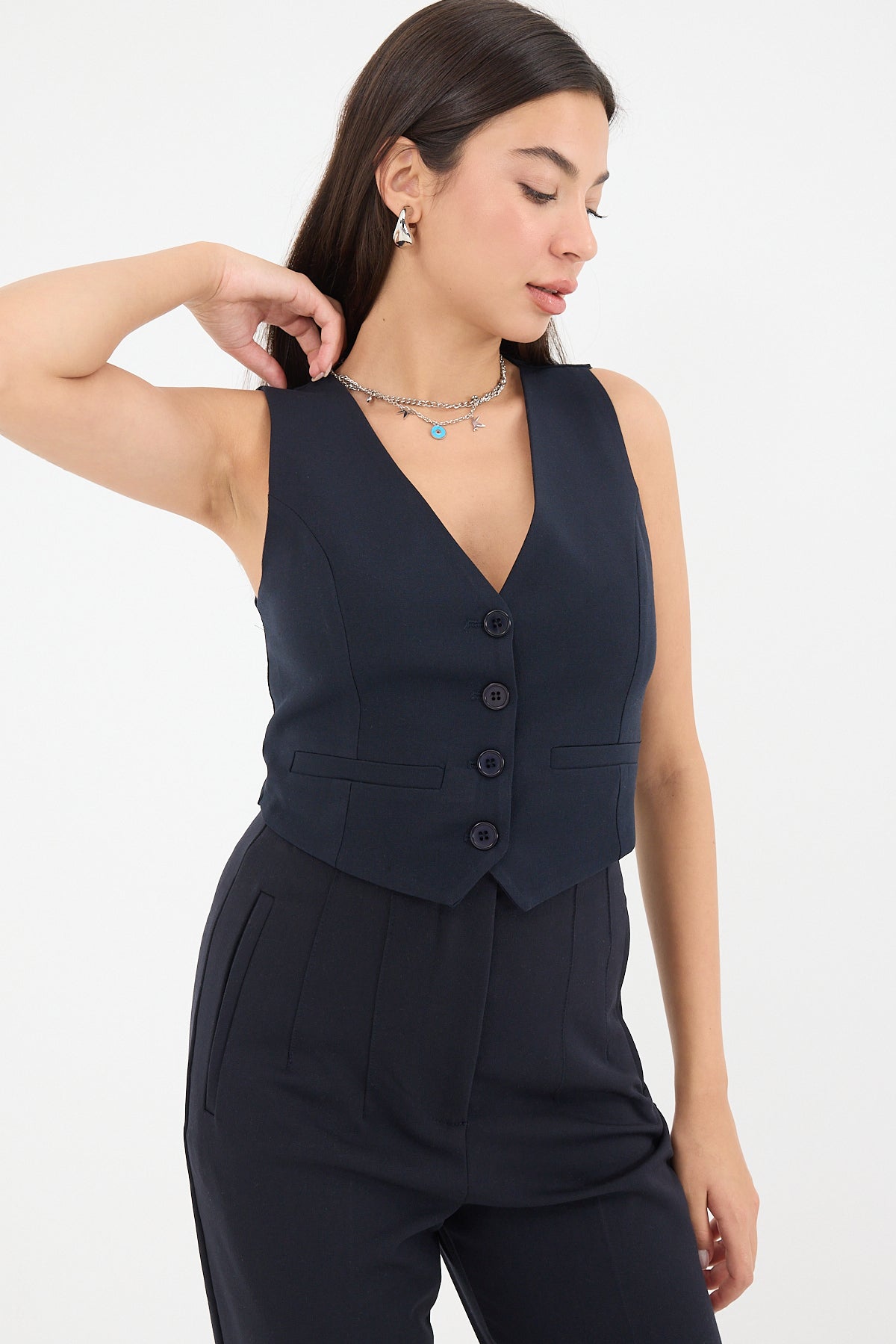 Night-Blue_Buttoned-Vest-with-Pocket-Details-addax