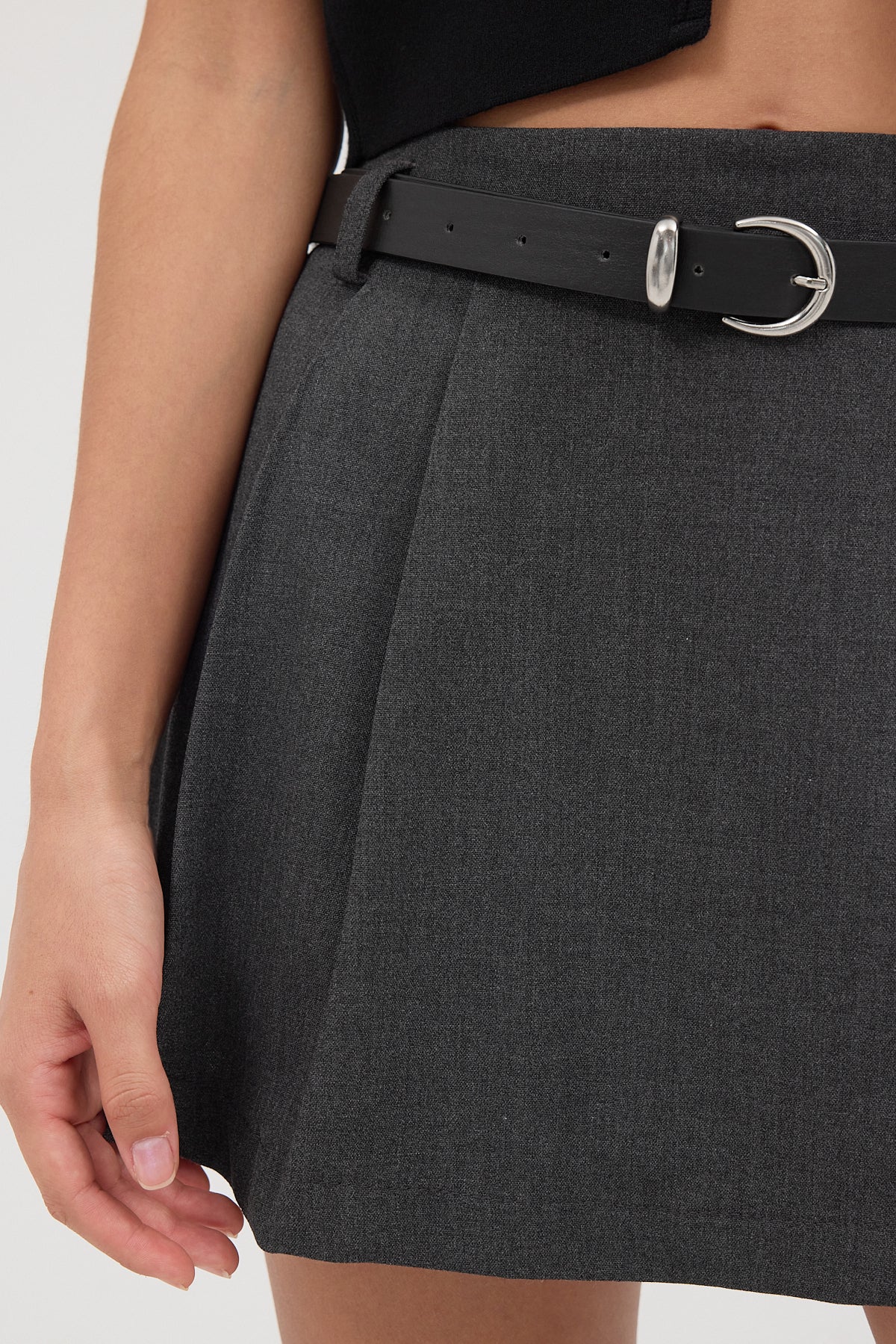 Charcoal_Belted-Pleated-Mini-Skirt-addax