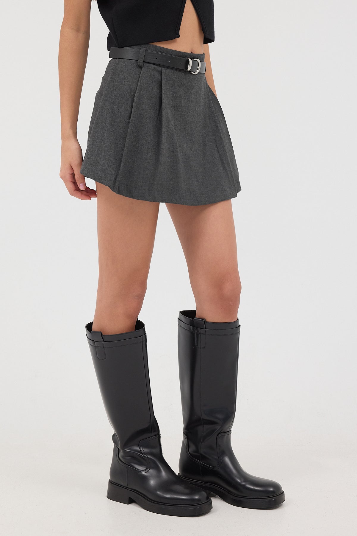 Charcoal_Belted-Pleated-Mini-Skirt-addax
