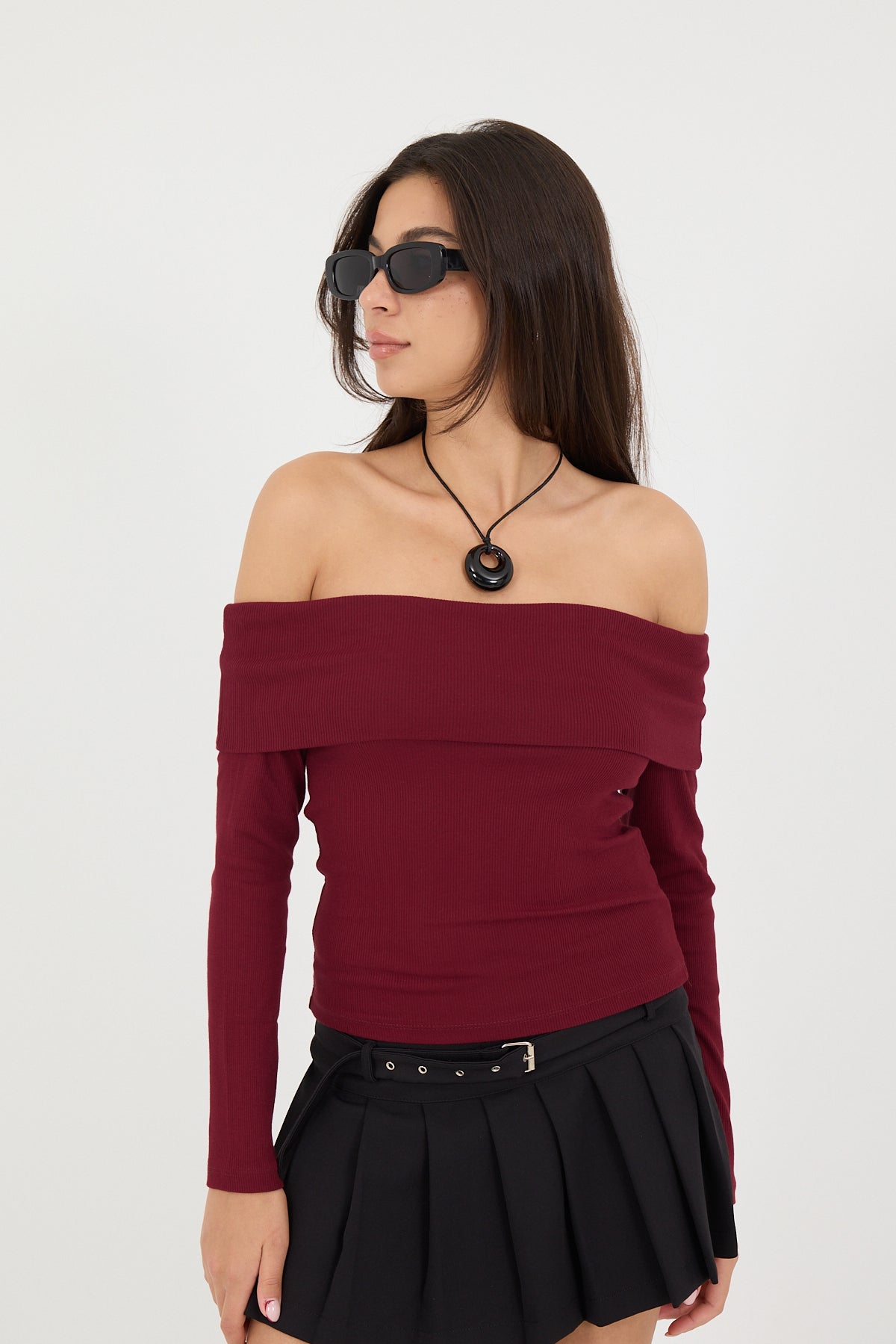 Burgundy_Madonna-Collar-Modal-Blouse-addax