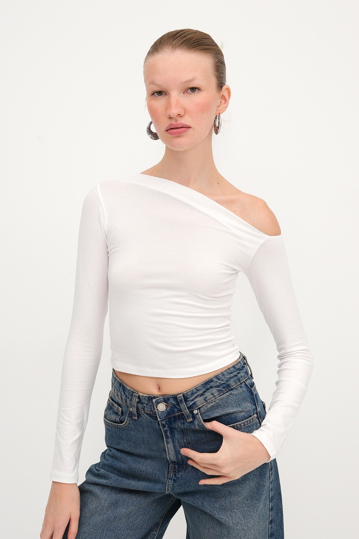 White_Asymmetrical-Collar-Long-Sleeve-Blouse-addax