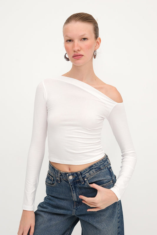 White_Asymmetrical-Collar-Long-Sleeve-Blouse-addax